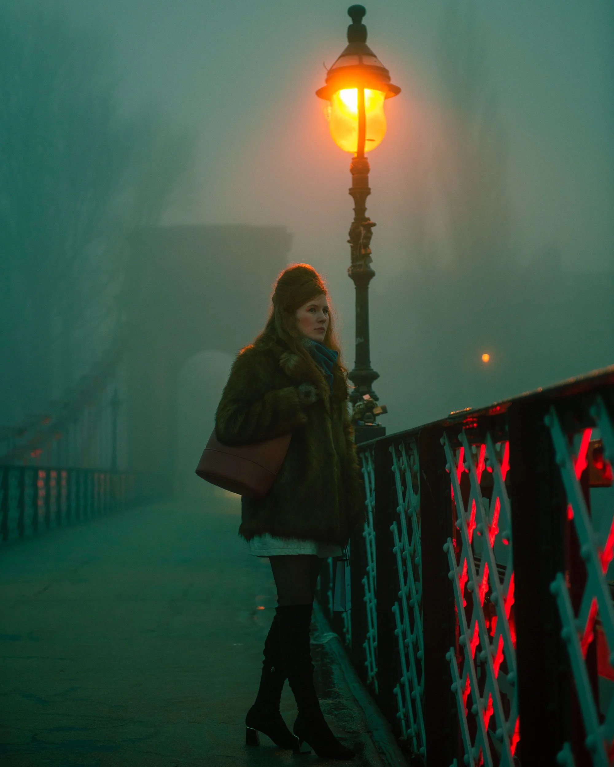 Misty Memories on South Portland Street Suspension Bridge, Glasgow.  Model:  Francesca Flynn.
