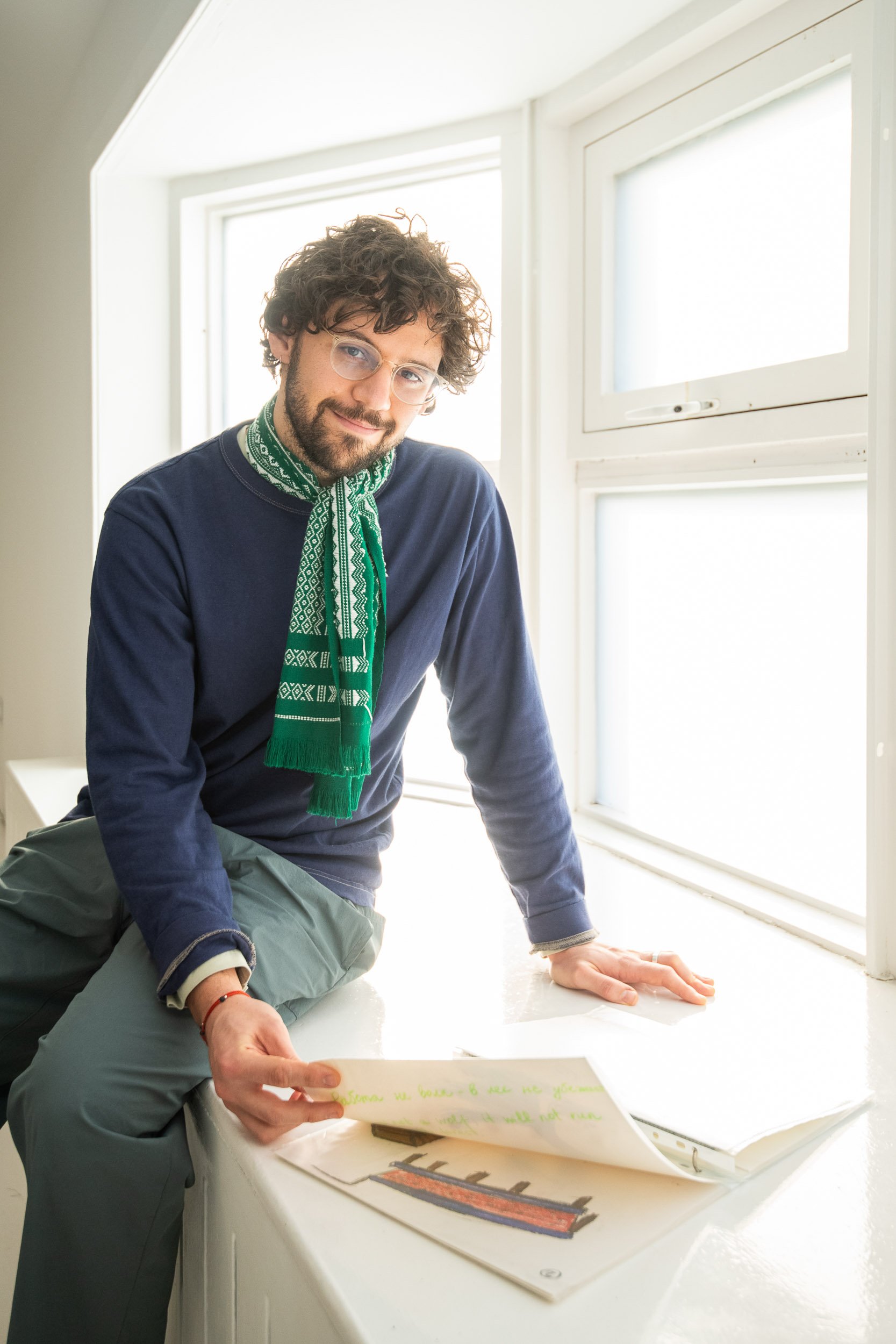 Portrait of Venezuelan artist Josè Garcìa Oliva photographed at Timespan, Helmsdale, for the opening of his exhibition 'As Long As It Yields'.  