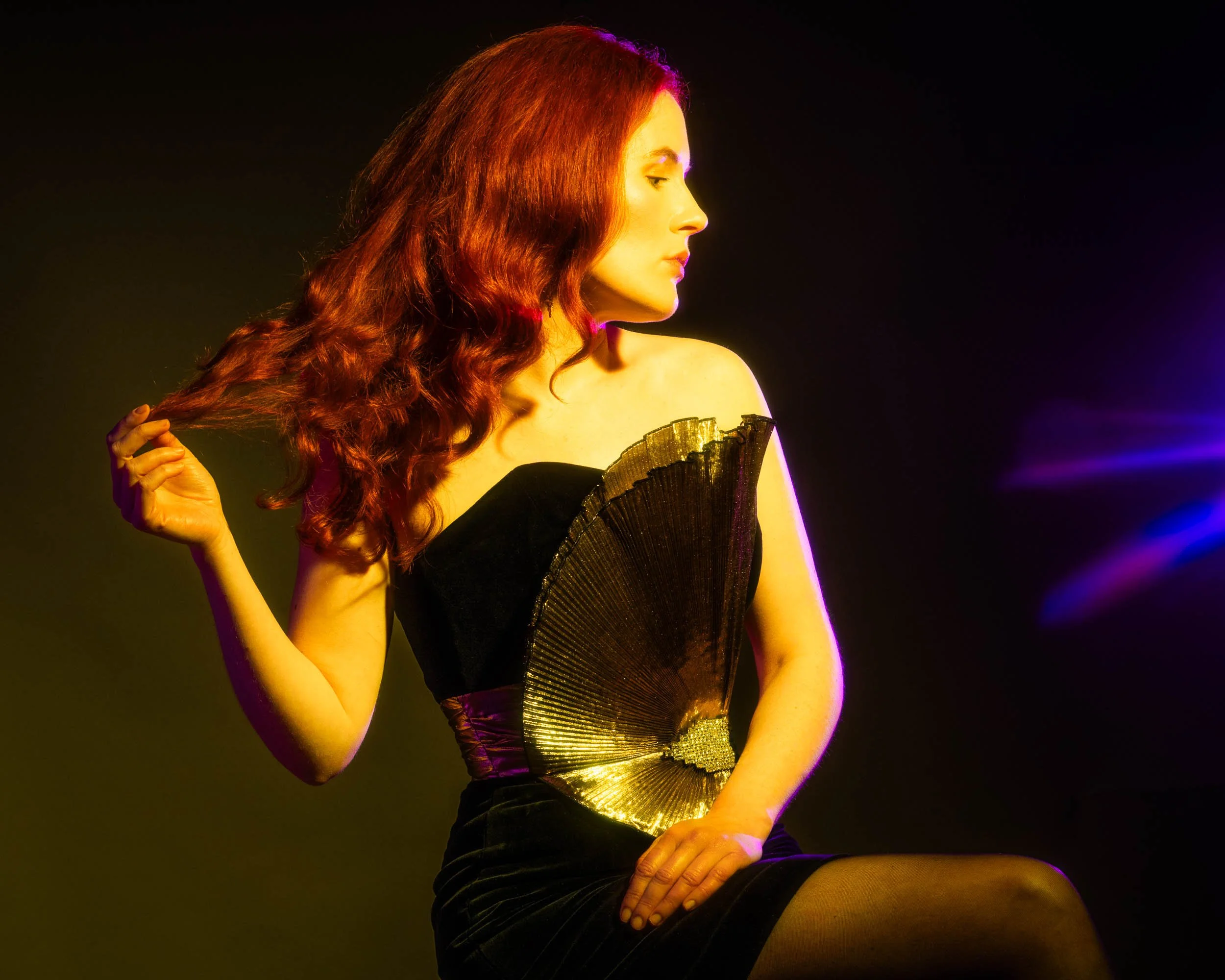Scottish studio fashion photograph in Glasgow featuring model, artist and actress Francesca Flynn.