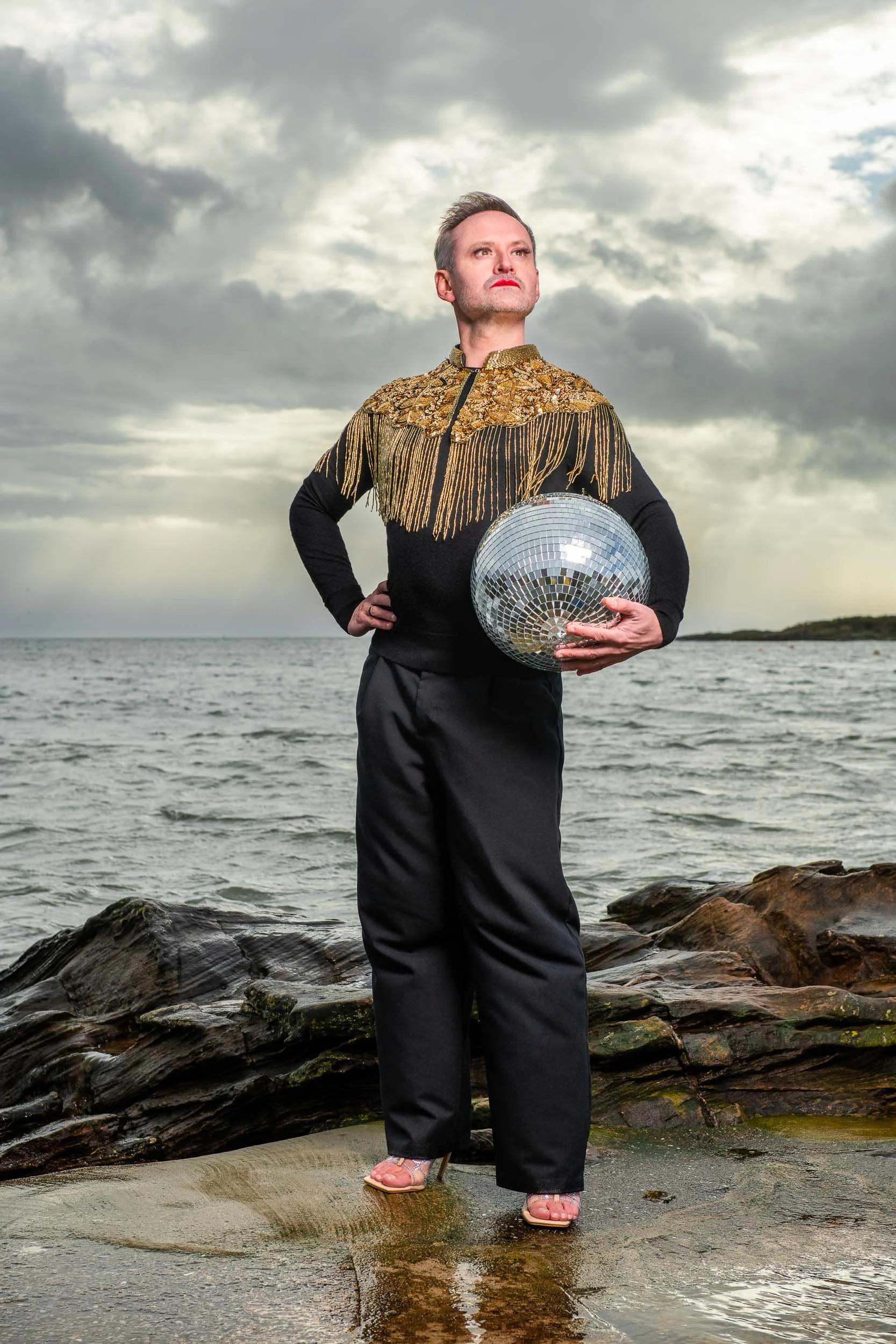 'Crocodile Rock' promo shoot in Millport for Sleeping Warrior Theatre Company featuring River City actor Darren Brownlie.  