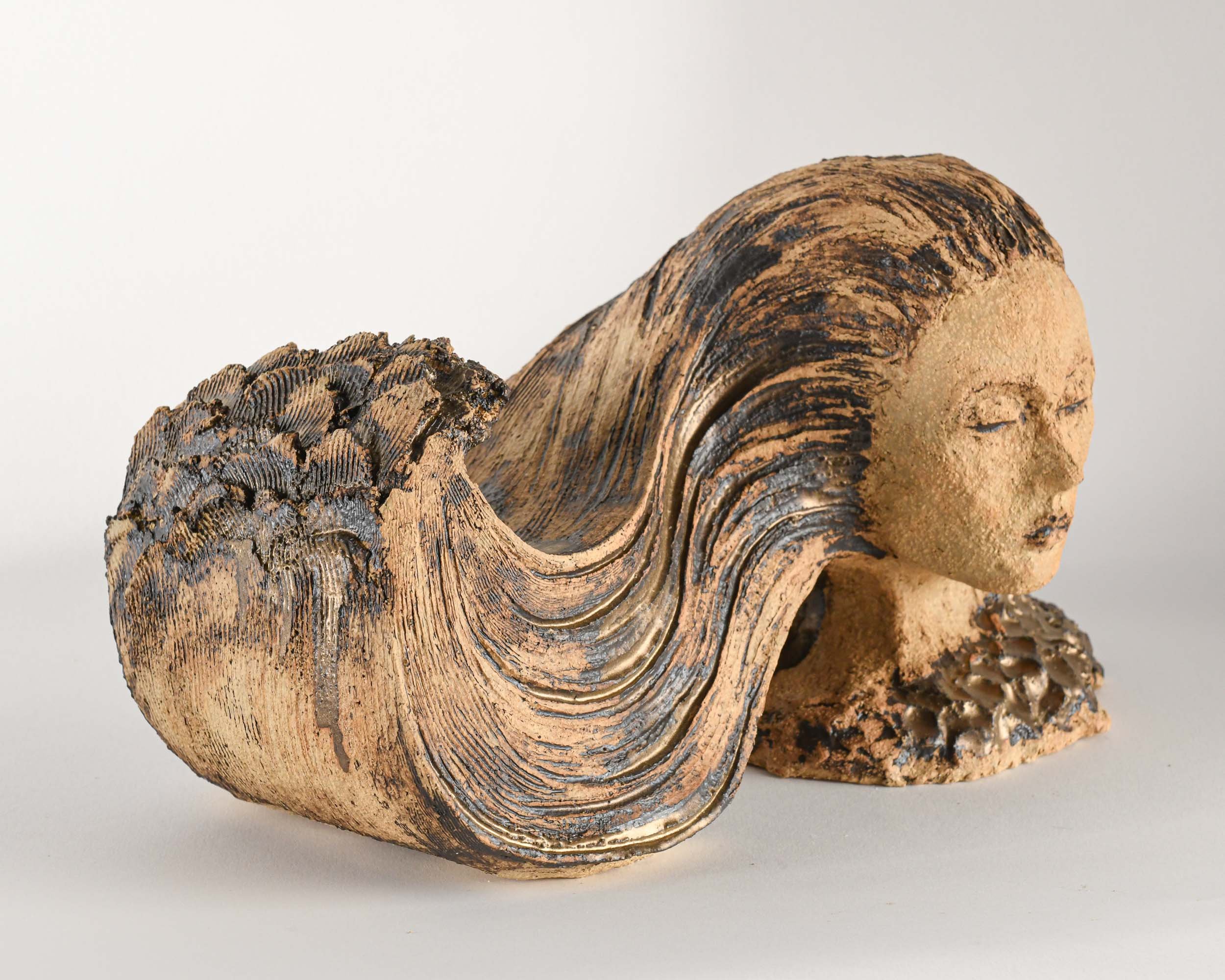 Scottish artwork photography of Glasgow based ceramic artist Francesca Flynn's sculpture 'Goddess of The Sea'.  
