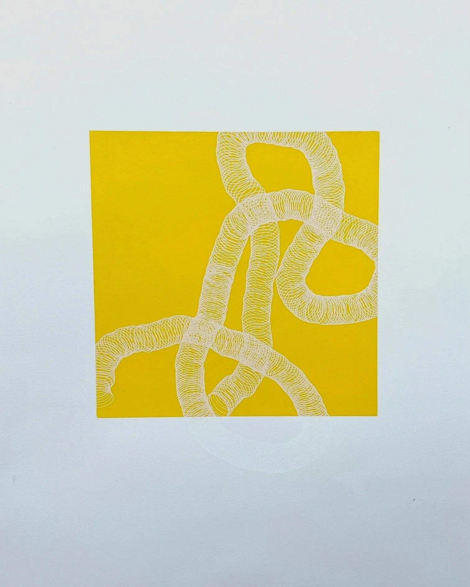 Coils on yellow square, screen-print