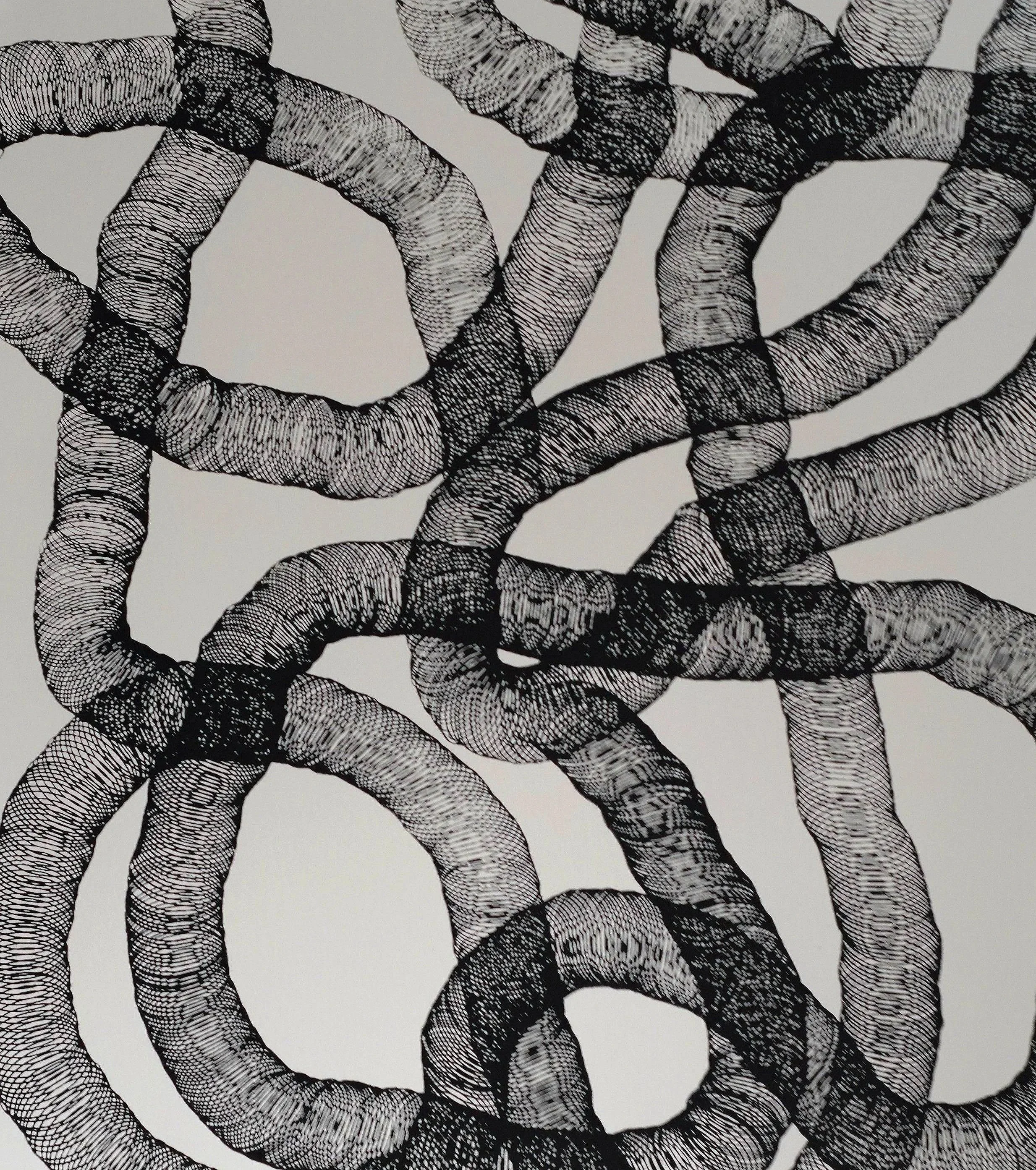 Moiré effect coils, Intaglio print
