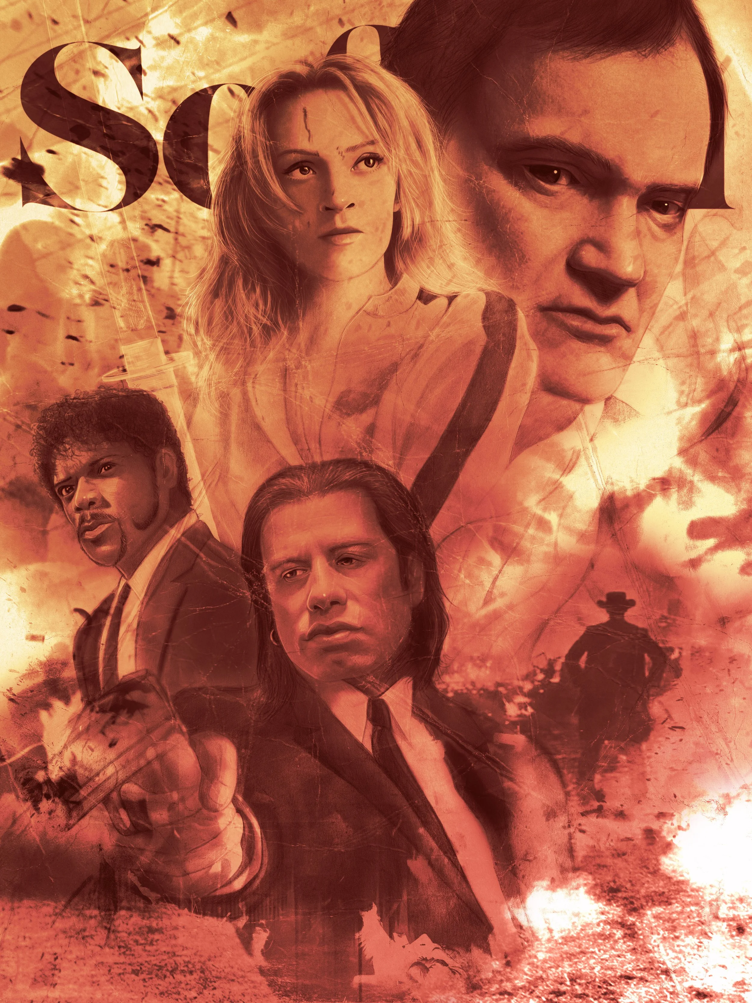Illustrated homage to Quentin Tarantino by Stephen Campanella for SoFilm Magazine.