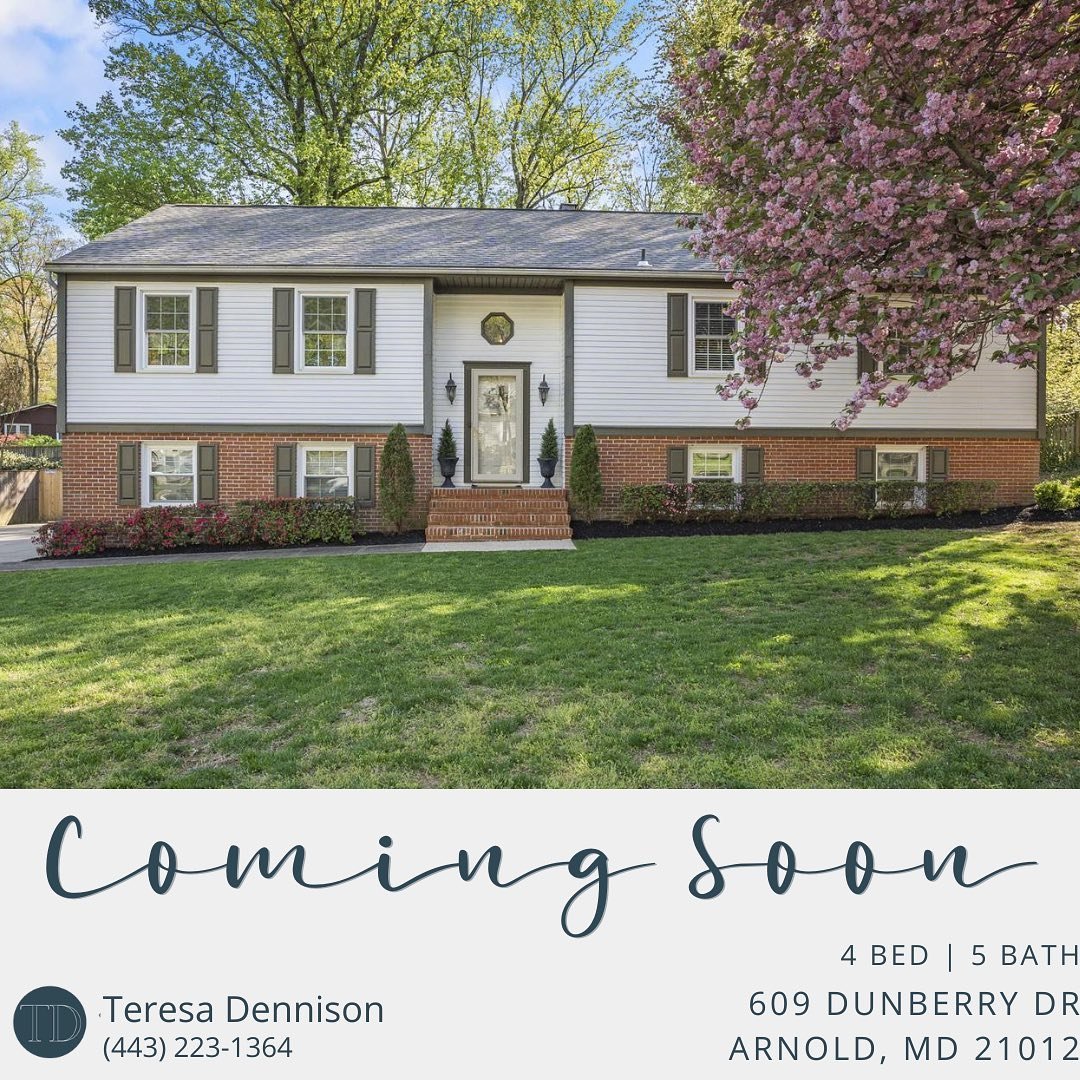 Coming soon in the Broadneck Peninsula area 🤩

🛏4 Bedrooms

🚿3 Bathrooms

📍609 Dunberry Dr Arnold, MD 21012

💲 List price at $679,000

🗓️ Showings start on June 6th&nbsp;

🏡 Open house on Sunday June 9th 1-3 PM

Nestled on more than a third of