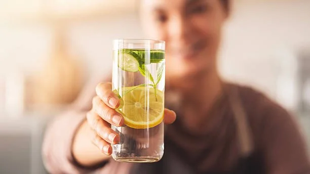 Glass of filtered water with lemon as part of simple daily hydration routine