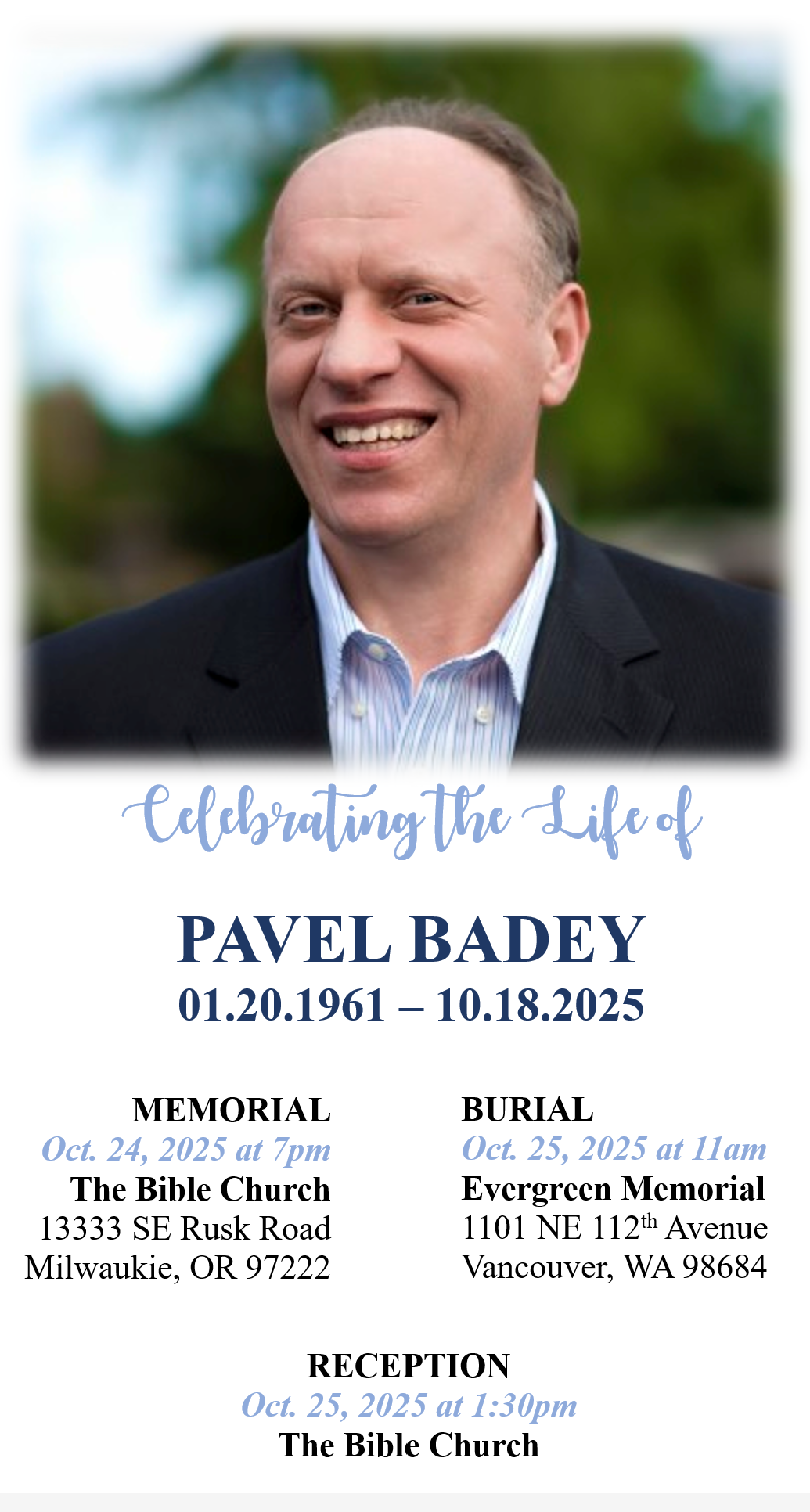 Pavel Badey memorial invitation