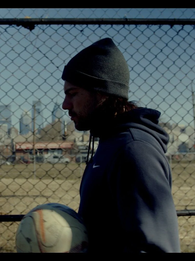 On-set still from a Philadelphia sports video production