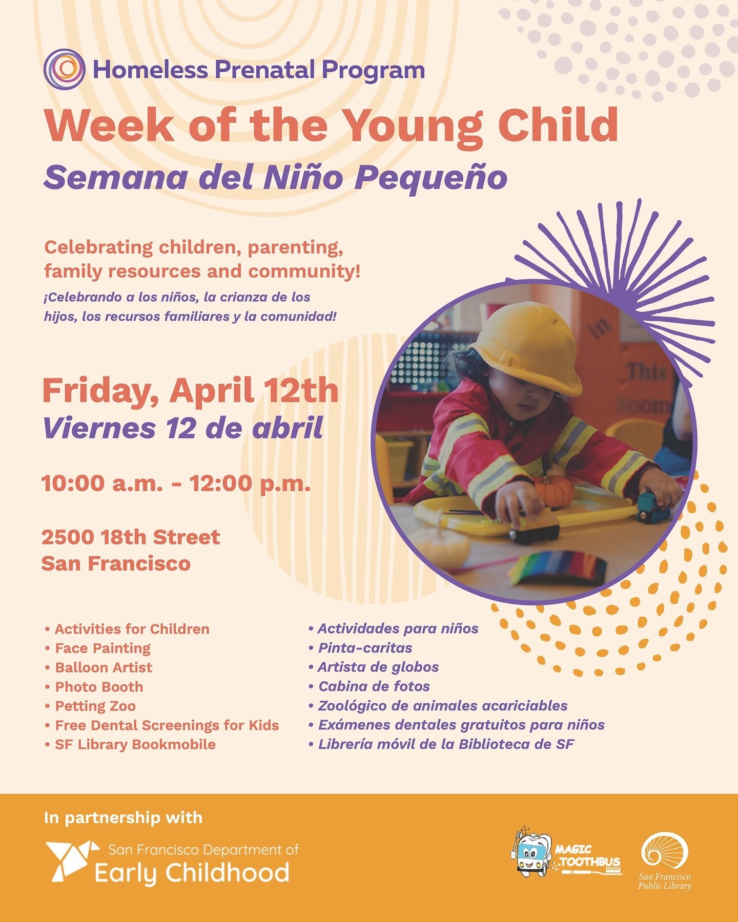 All week long HPP is hosting events as part of @sanfranciscodec&rsquo;s Week of the Young Child. Join us on Friday, April 12th from 10-12pm at HPP for a celebration of children, parenting and community!