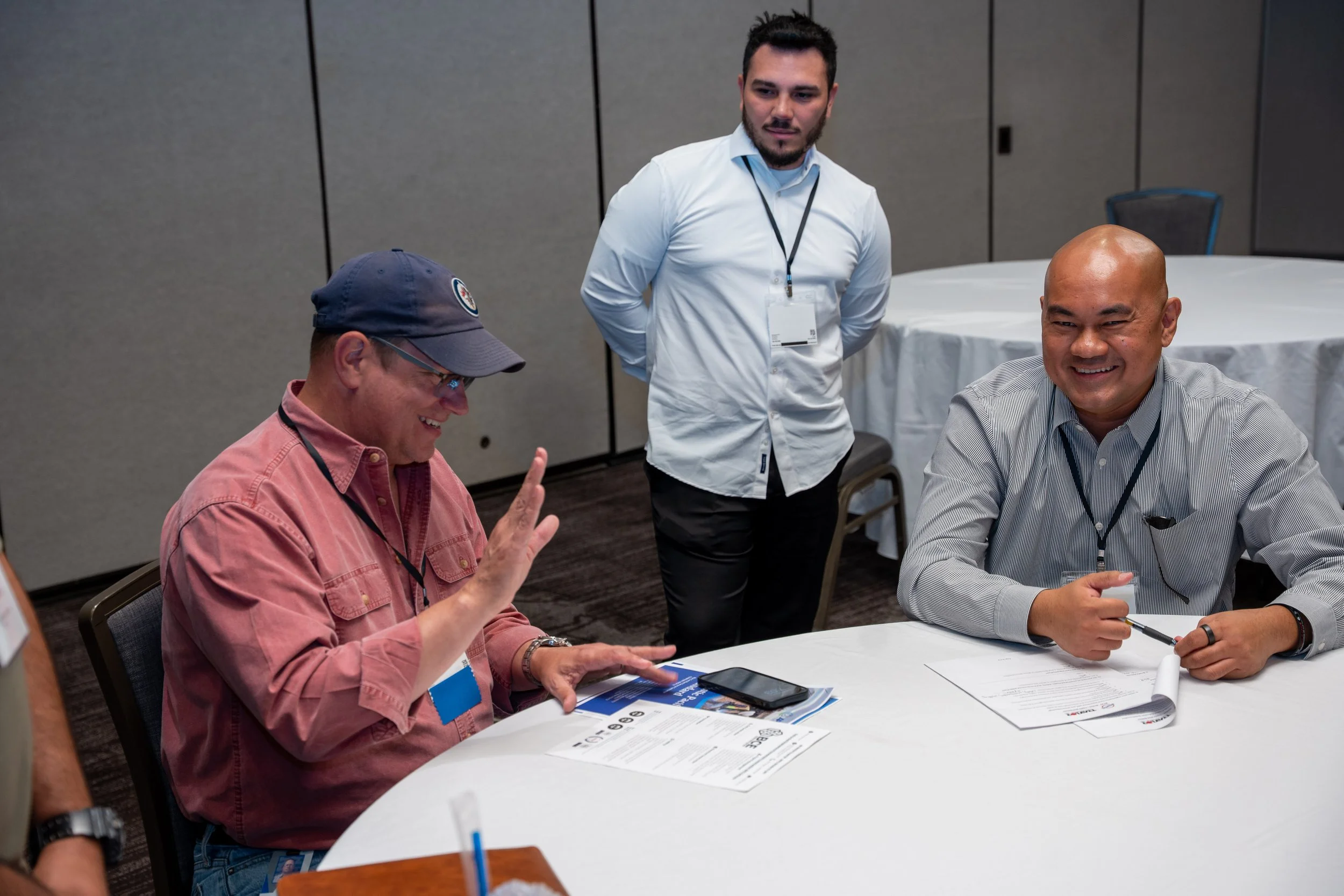 Businesses comparing notes