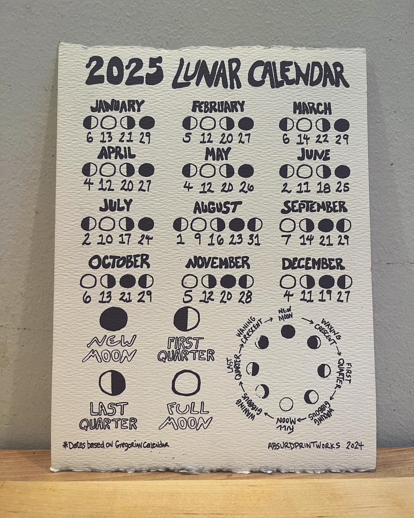 🌜 2025 Lunar Calendar &mdash; 6.5 x 8.5&rdquo; &mdash; available on my website 🌛