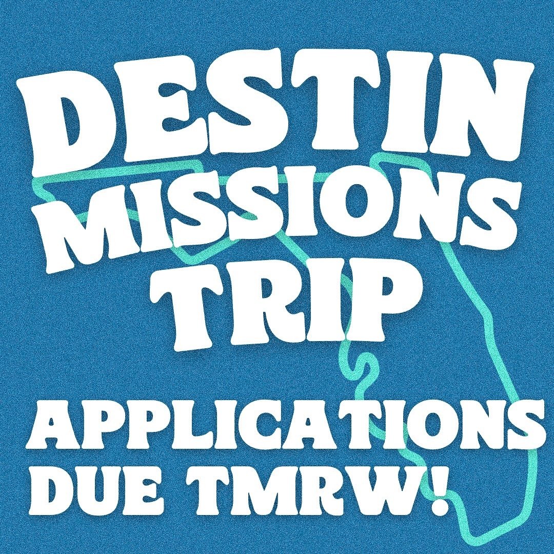 🚨YO LYA 🚨 If you are planning to join us on our Missions Trip to Destin, FL this July&mdash;APPLICATIONS ARE DUE AT LYA TOMORROW NIGHT!

We only have a few completed applications. Simply put&mdash;we need YOU to make this trip happen! Consider join