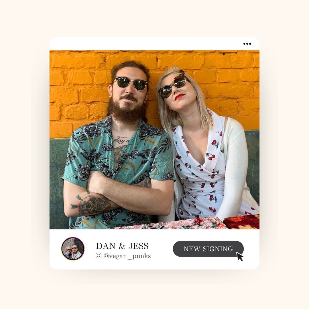 NEW SIGNING | fighting the system one plate at a time, husband and wife team, dan &amp; jess from @vegan_punks, have enlisted coastline creatives in the cause, and we&rsquo;re ready to support their mission of encouraging others to eat differently!! 