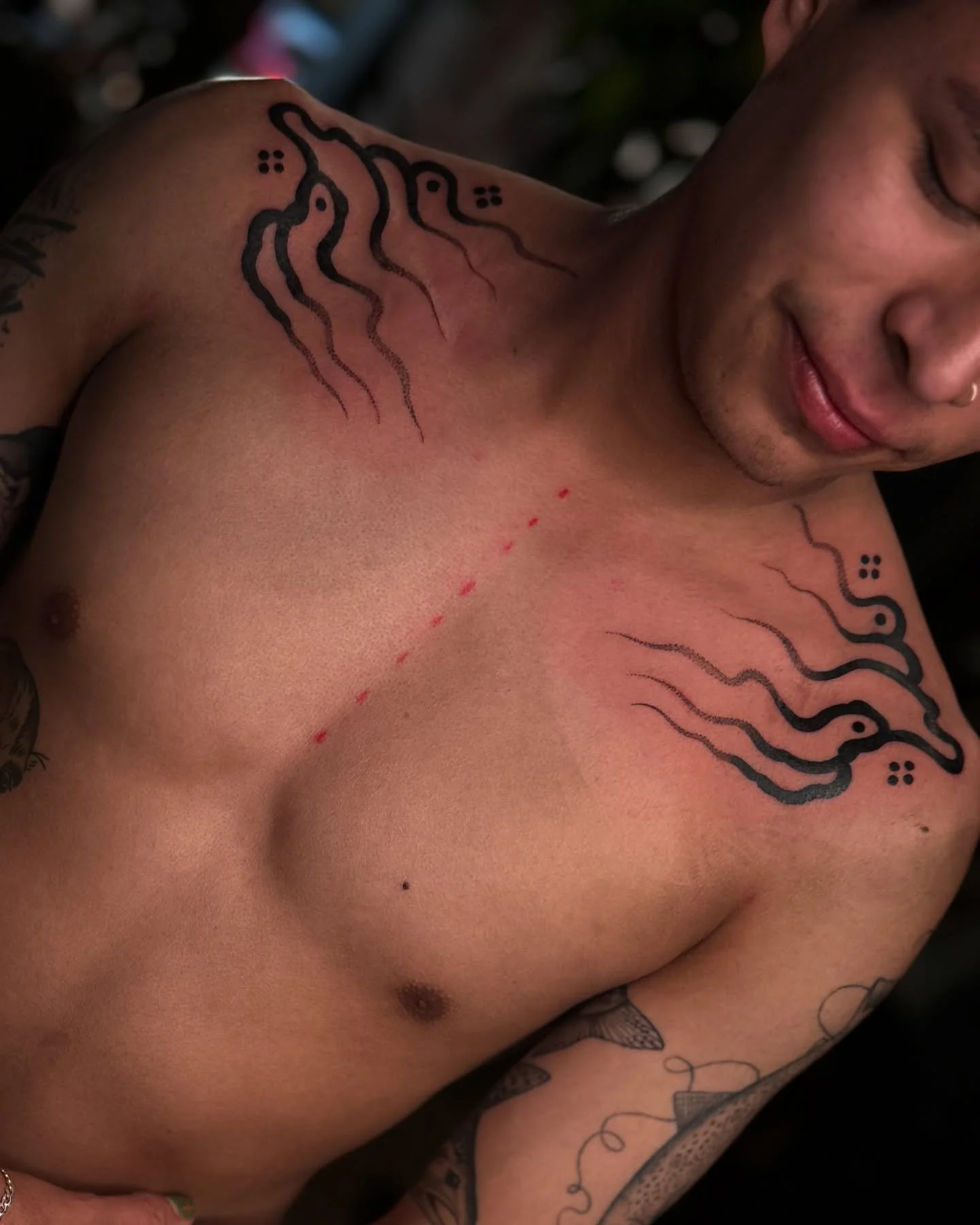 UMMMMM a sick one for sick ass Jose of course🧼🧼🫧
Made at @superelectrictattoo 
#ornamentaltattoo #oregontattoo #pdxtattoo #blacktattoo #boldtattoo #chesttattoo #superelectrictattoo #eugeneoregon #portlandoregon #blacktattooartist #femaletattooer