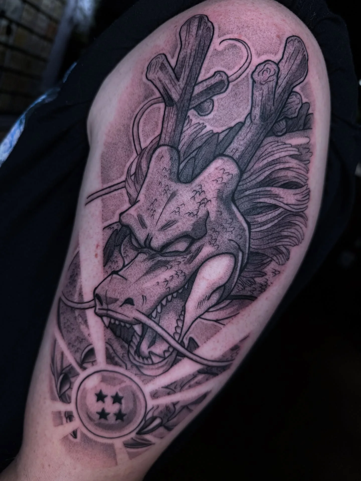 Shenron 🐉🟠 booking July and August 🫶 link in bio 
.
.
.
.
.
#dbztattoo #dbzsuper #shenron #animetattoos #pnwtattoo