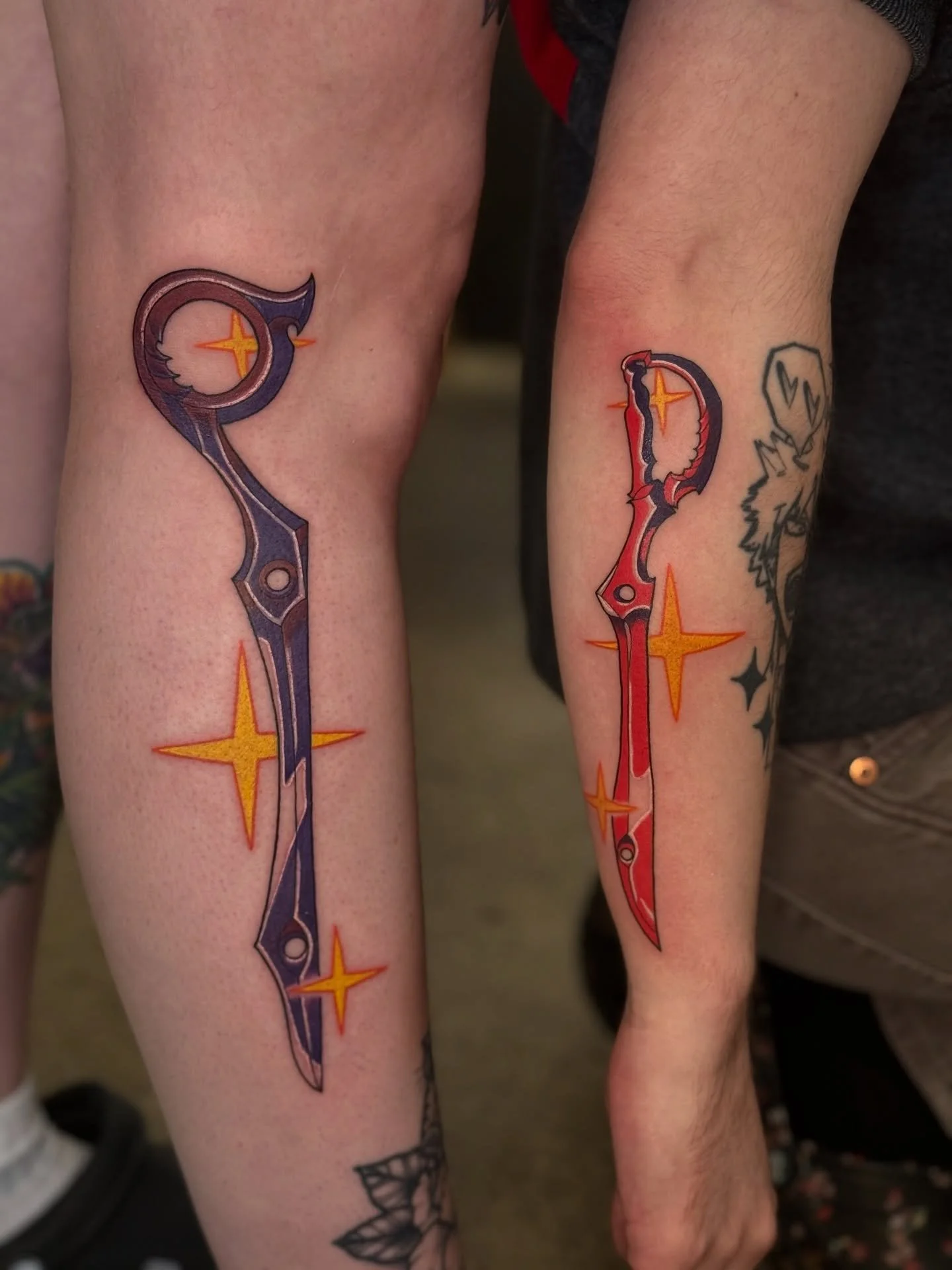 Kill la Kill Sibling tats 🫶🖤 had a really fun time doing these ones 💕 still have some availability this month, link in bio to book in 😈😈
.
.
.
.
.
.
#pnwtattoo #eugenetattooartist #portlandtattoo #animetattoos #mangatattoo #killlakill