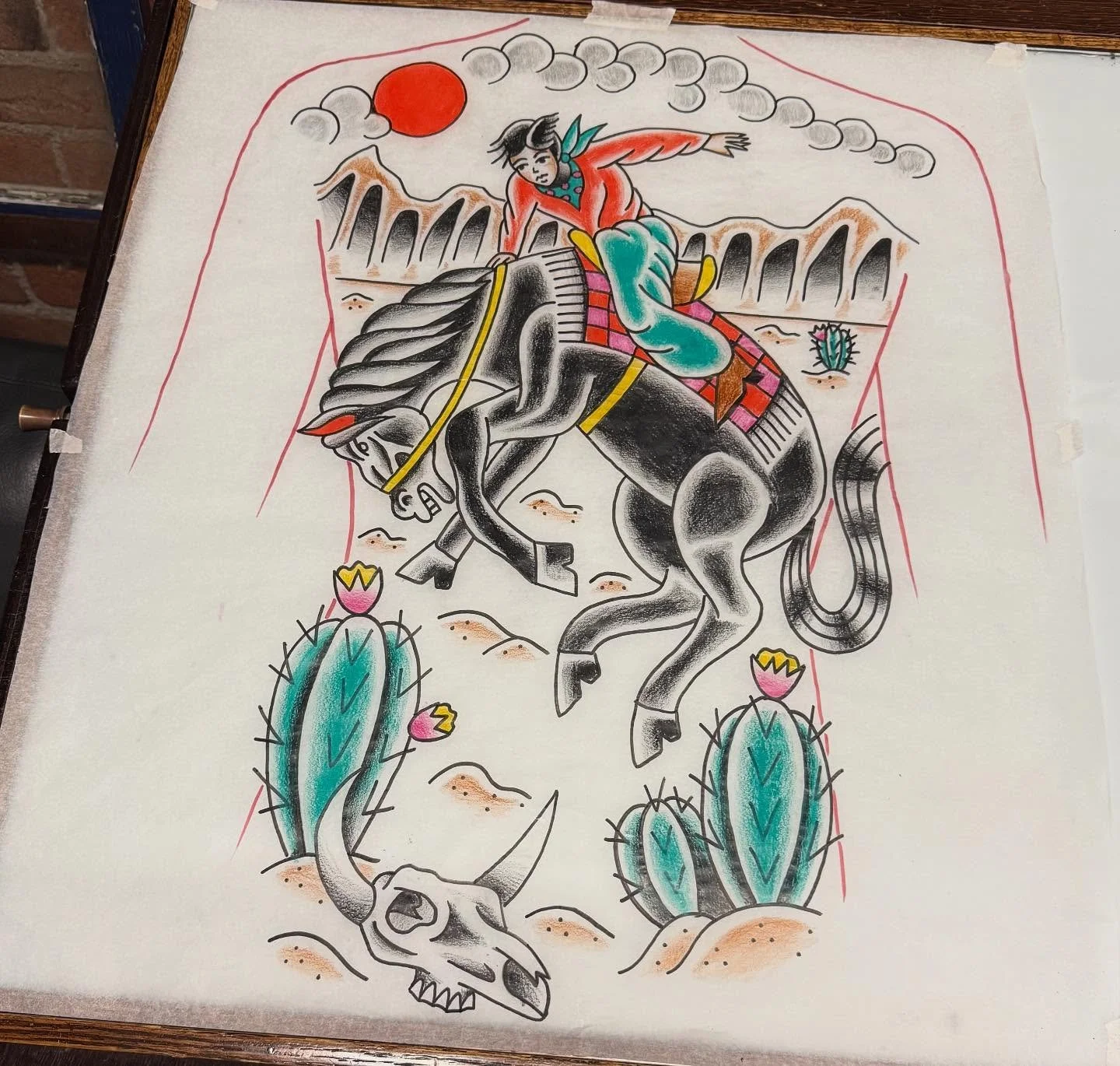 Drew up this cowboy on tracing paper
Sharpies and color pencils 
Would be real stoked to tattoo it!
@superelectrictattoo