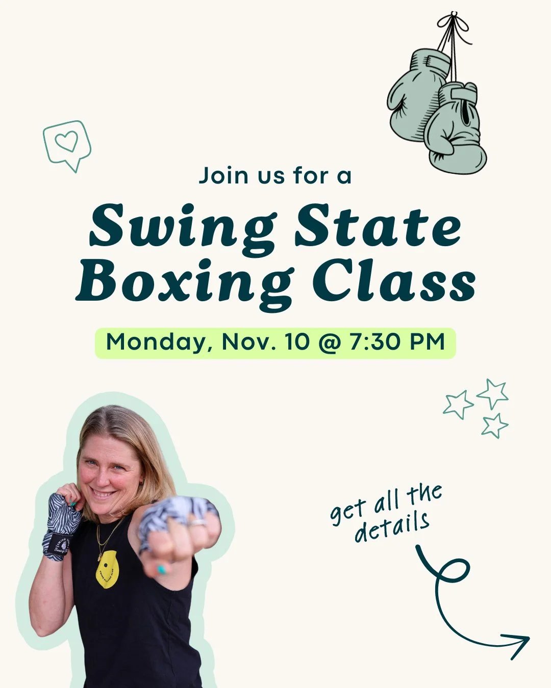 Join us for an exciting @revive_athletics X @swingstateboxing event on Monday, Nov. 10th @ 7:30 PM!!! ✨🥊
Swing State Boxing has a brand new space on 48th and Fremont & invited the #revivalists in for a class! Expect laughs, killer combos (box