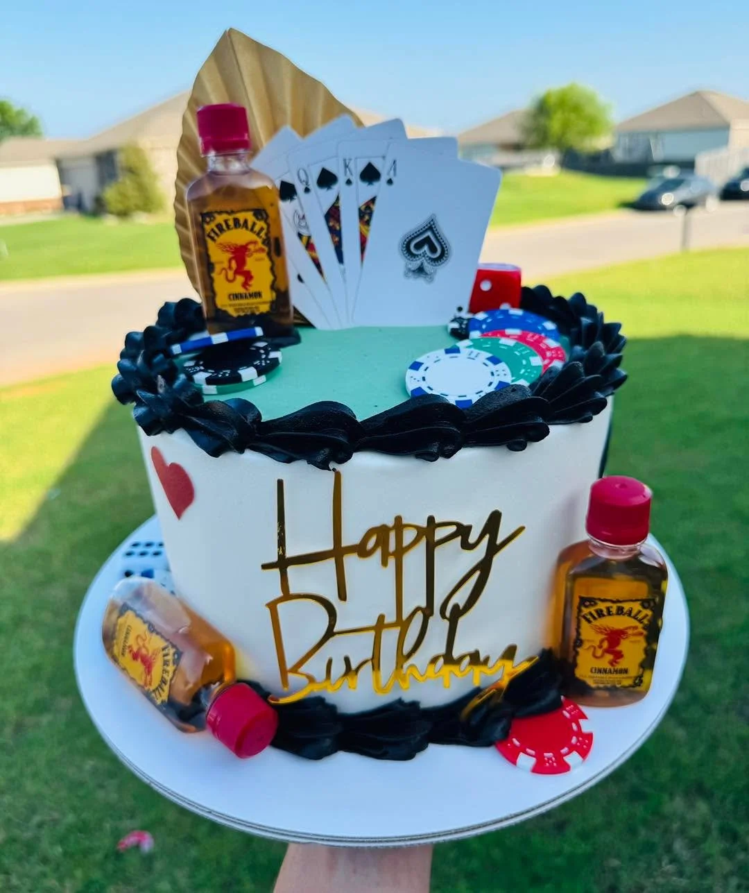&ldquo;Whiskey, cards, and a winning hand&mdash;this birthday cake&rsquo;s got all the right players 🔥&spades;️🎉 Who&rsquo;s ready to raise the stakes?&rdquo;