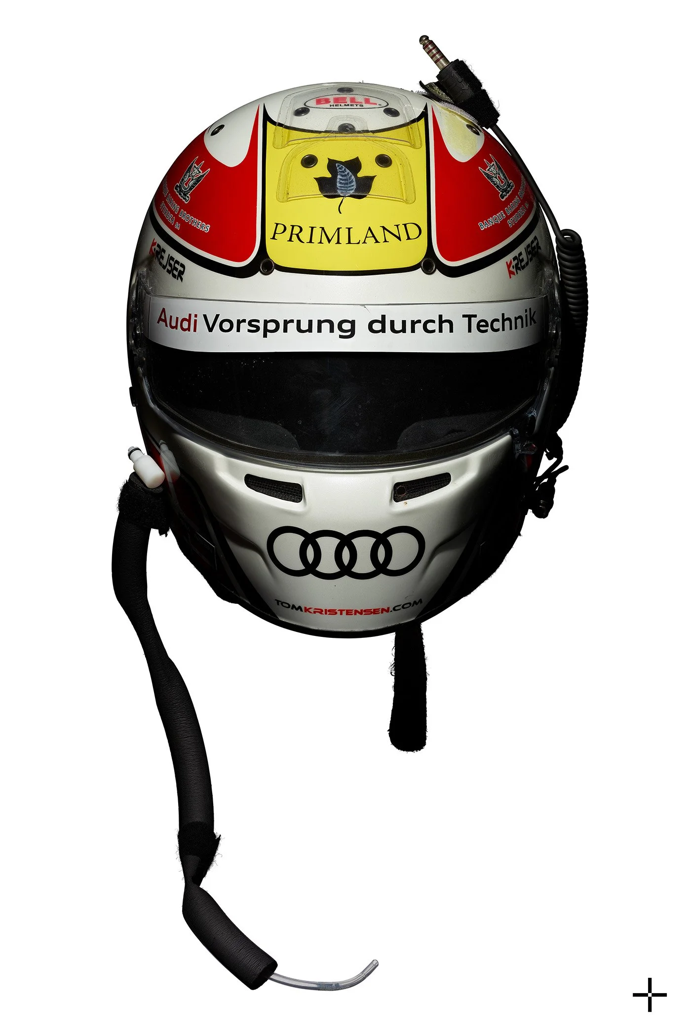 Fine art photographic print of iconic helmet belonging to 9 times Le Mans winner Tom Kristensenr: a multi-focal composit artwork of astonishing clarity and depth. The perfect automotive gift for collectors.