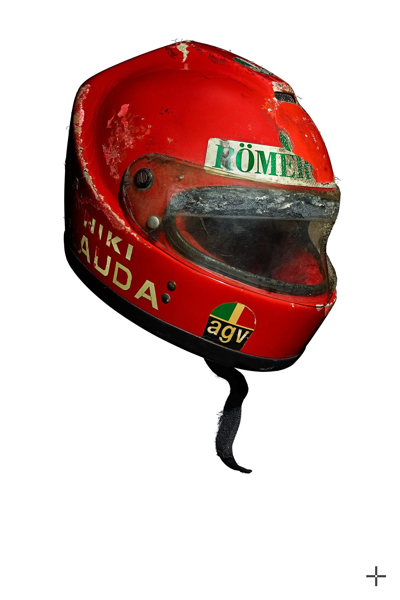 Niki Lauda's race-worn F1 helmet, 1976 — year of his near-fatal Nürburgring crash. 3x World Champion, 25 wins. Legacy+Art 'The Art of Racing' collection.