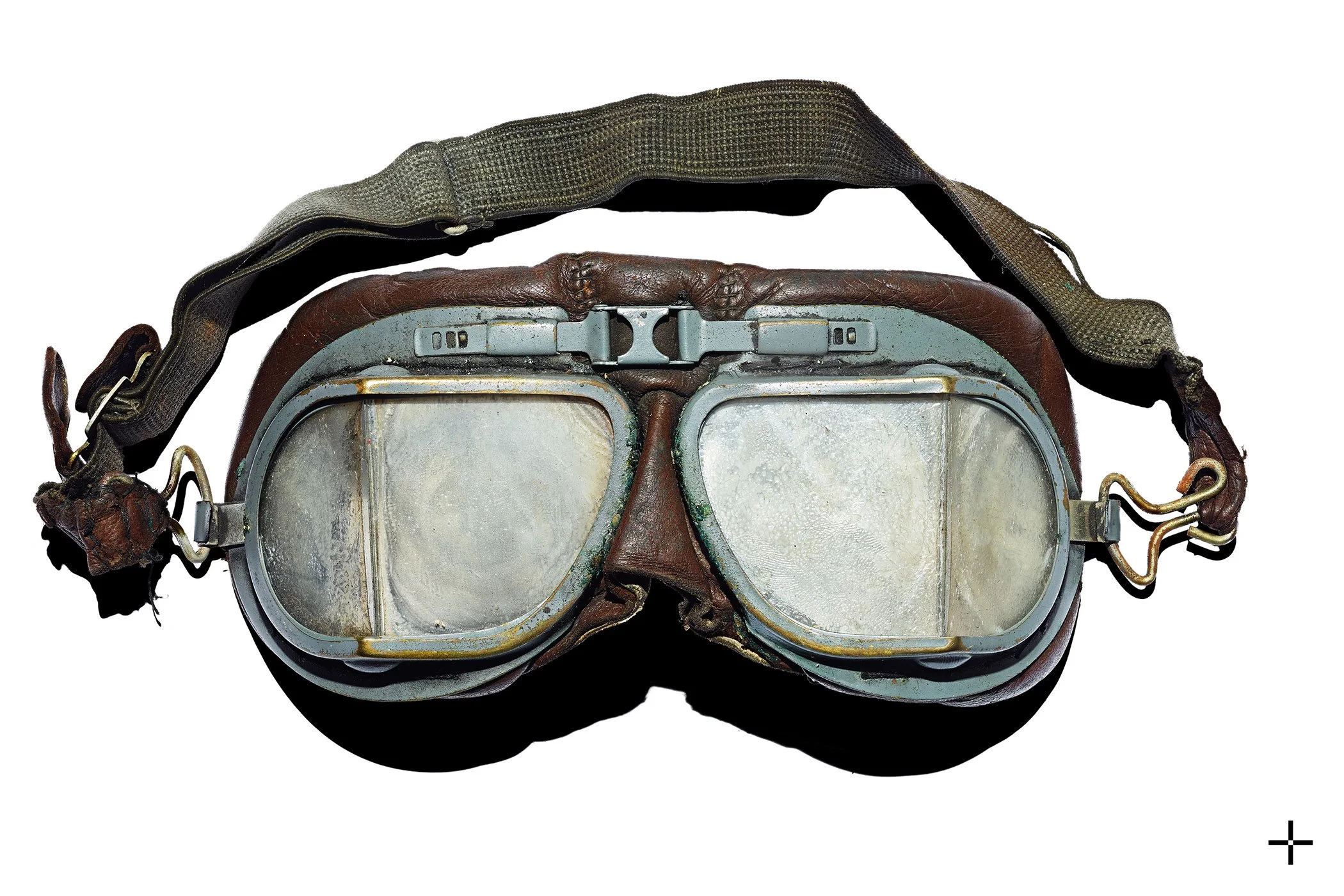 Fine art photographic print of iconic racing goggles belonging to Tony Brooks, "the Flying Dentist"; a multi-focal composit artwork of astonishing clarity and depth. The perfect automotive gift for collectors.