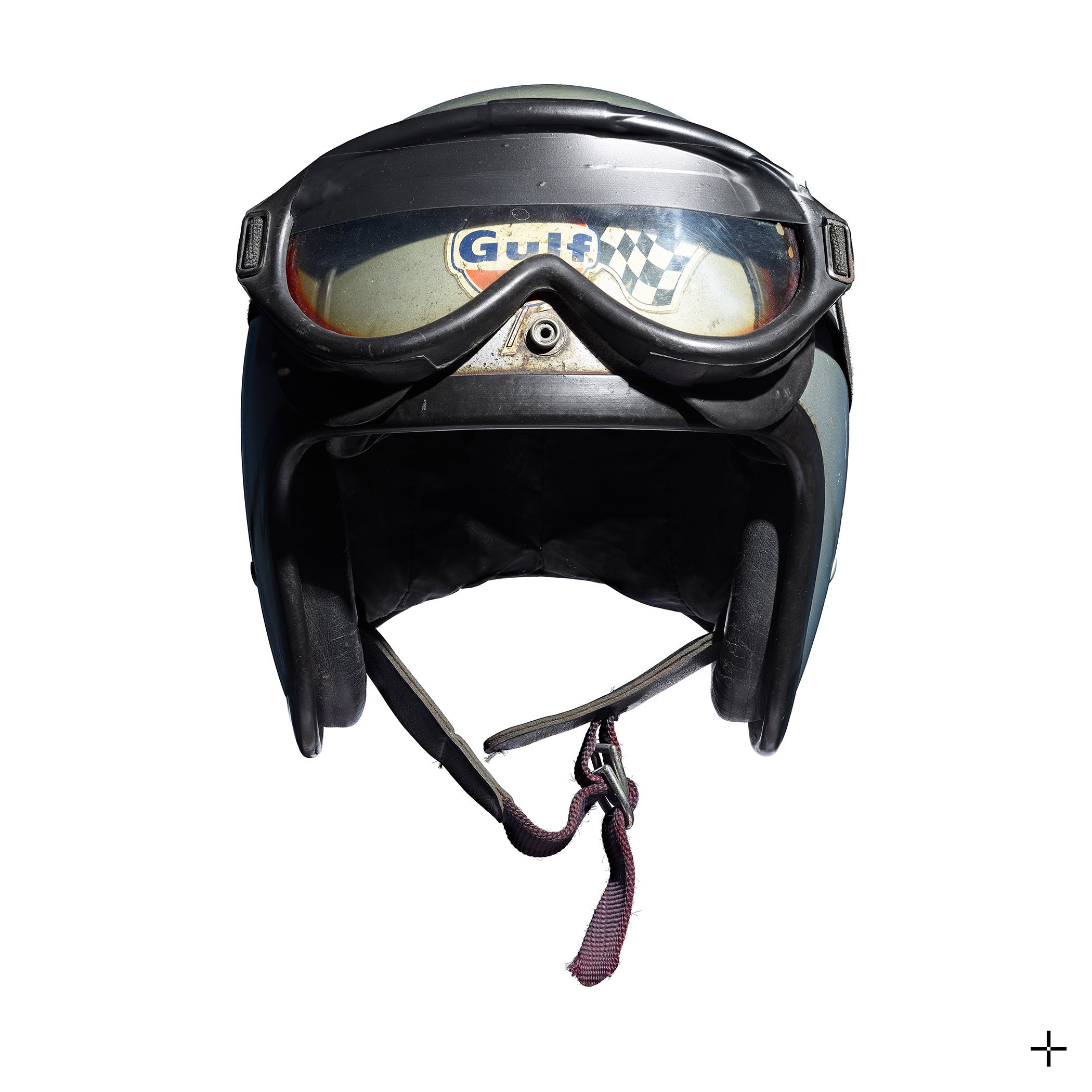 Fine art photographic print of iconic racing helmet belonging to Bruce McLaren; a multi-focal composit artwork of astonishing clarity and depth. The perfect automotive gift for collectors.