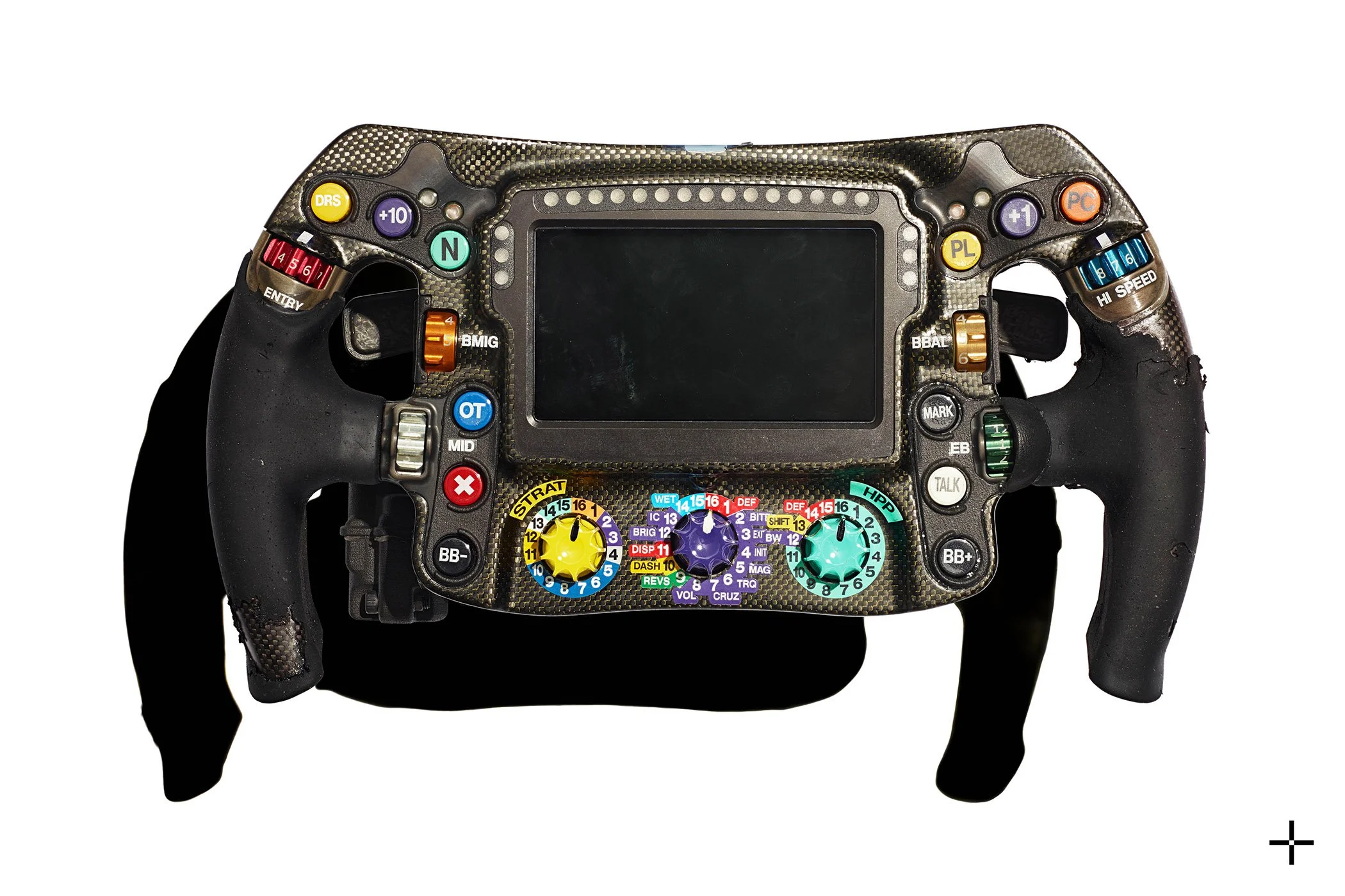 Fine art print of Sir Lewis Hamilton's race-used Mercedes F1 steering wheel from the 2020 Portuguese Grand Prix, the race in which he broke Michael Schumacher's all-time record of 91 Formula 1 Grand Prix wins. Part of Legacy+Art's 'The Art of Racing'
