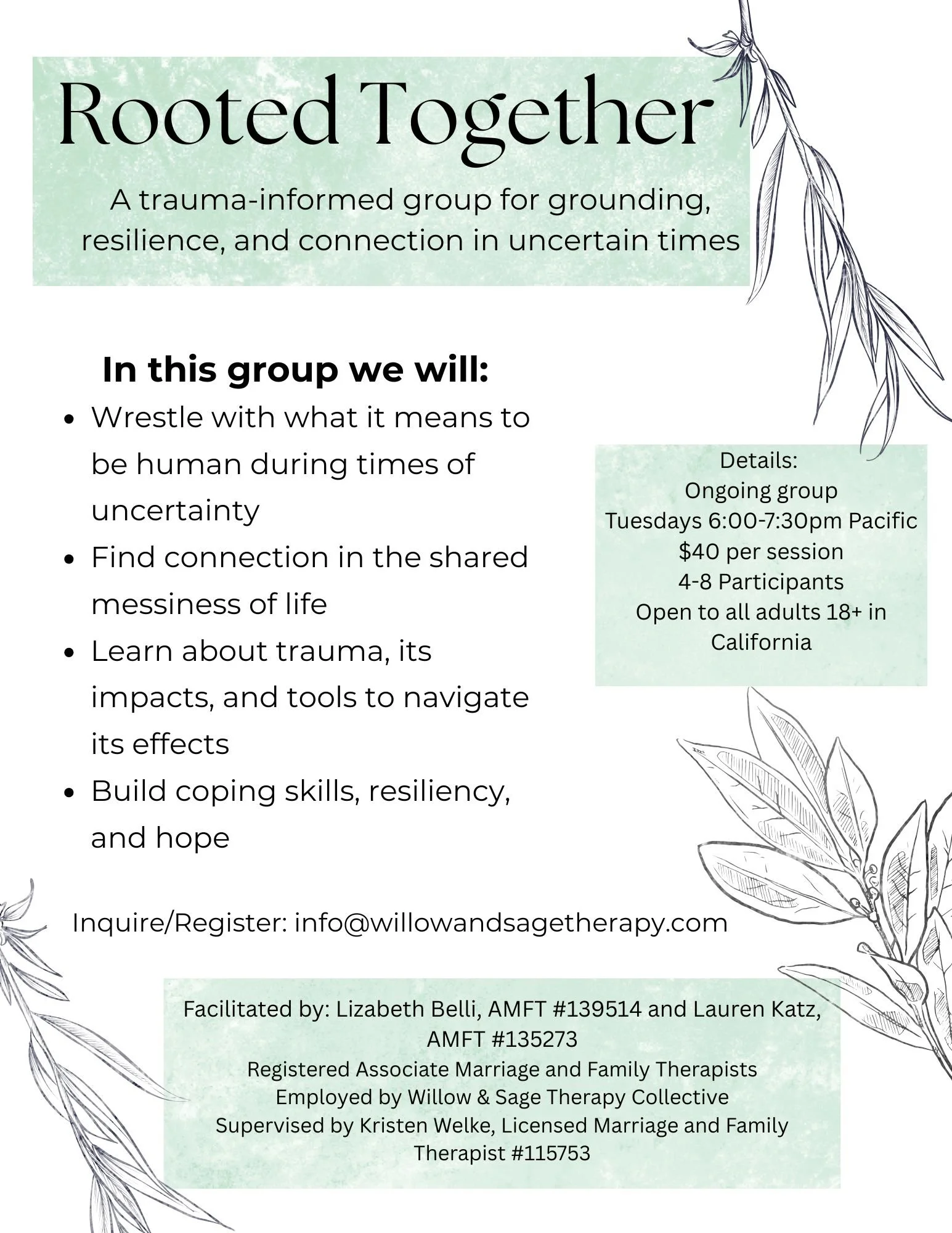 Trauma Informed Virtual Therapy Group for California Adults