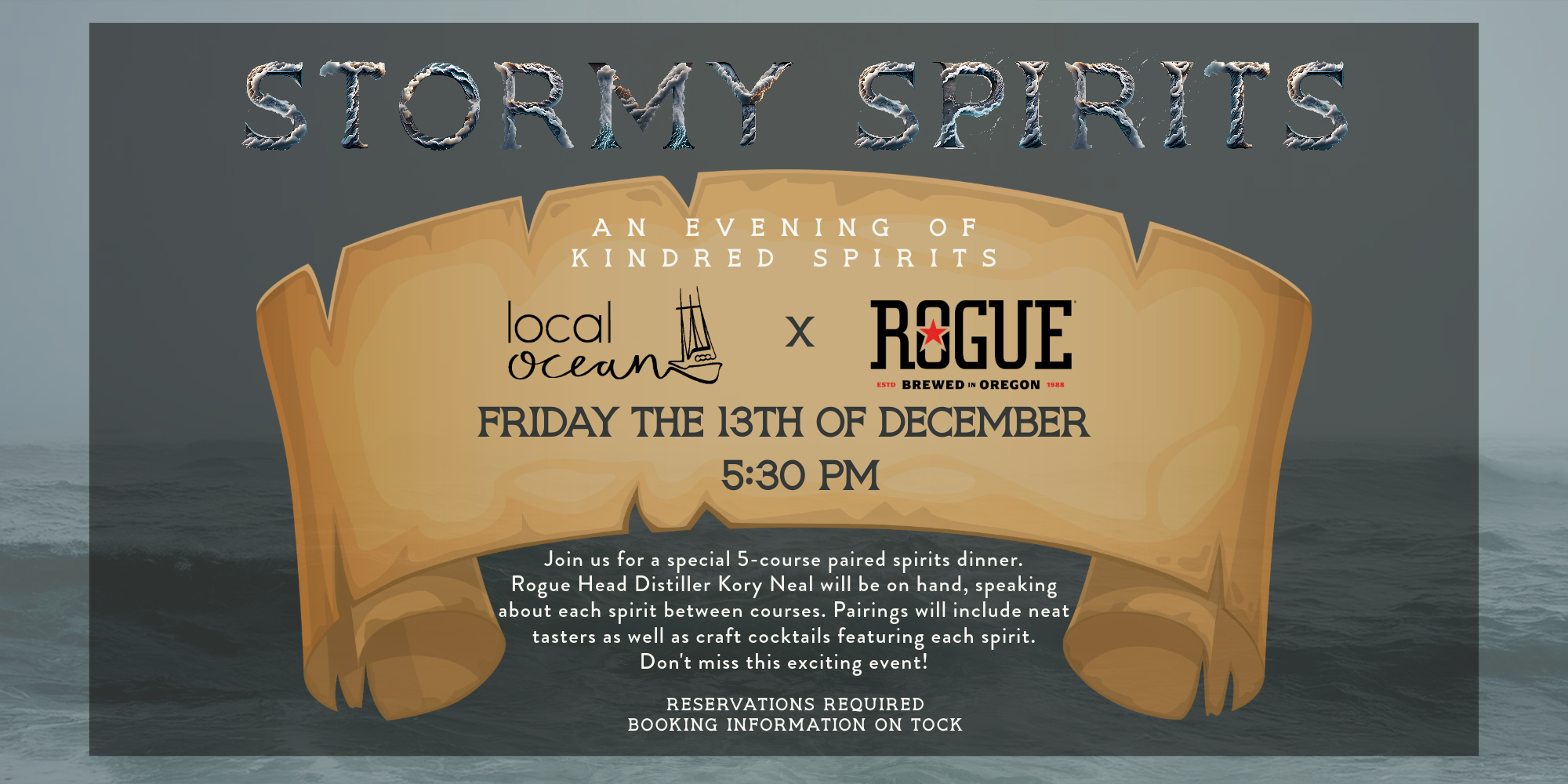 Stormy Spirits - Paired Dinner with Rogue