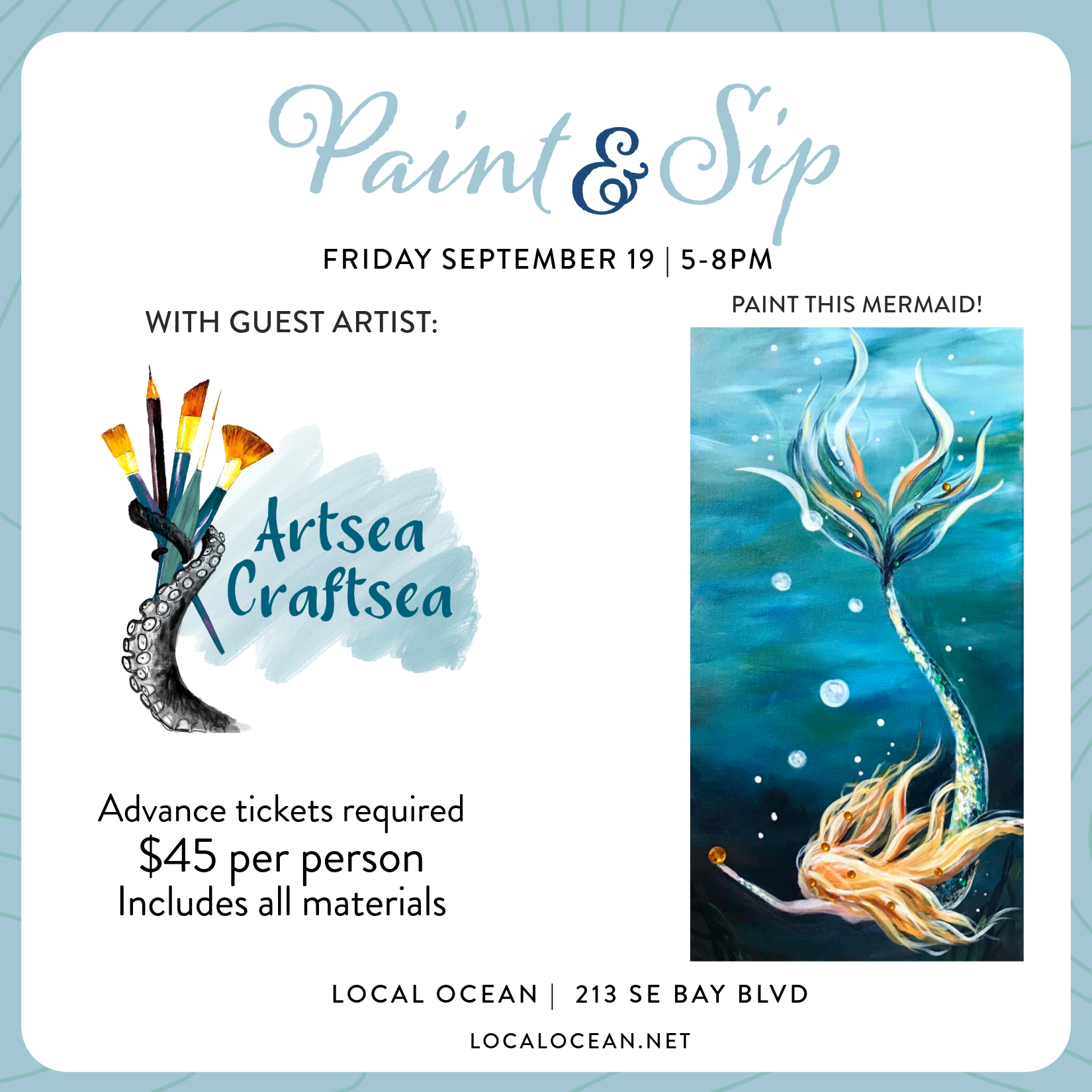 September Paint & Sip w/ Artsea Craftsea