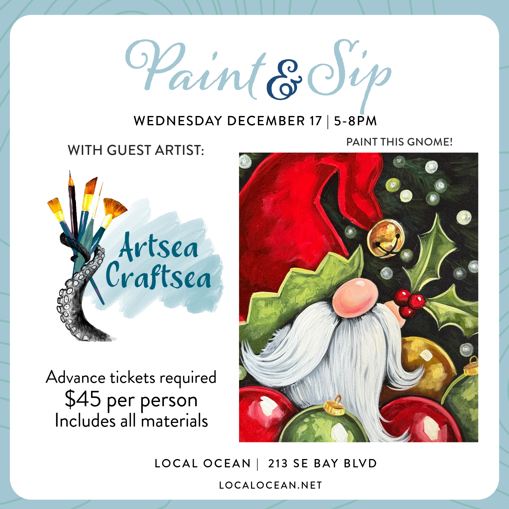 December Paint &amp; Sip w/ Artsea Craftsea