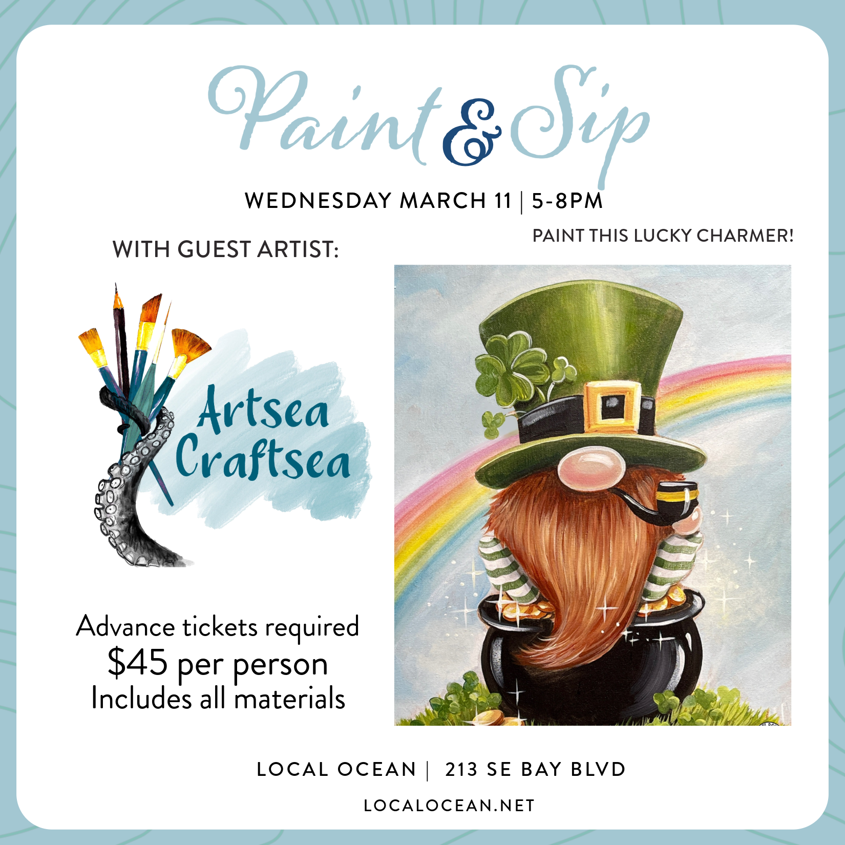 March Paint &amp; Sip w/ Artsea Craftsea