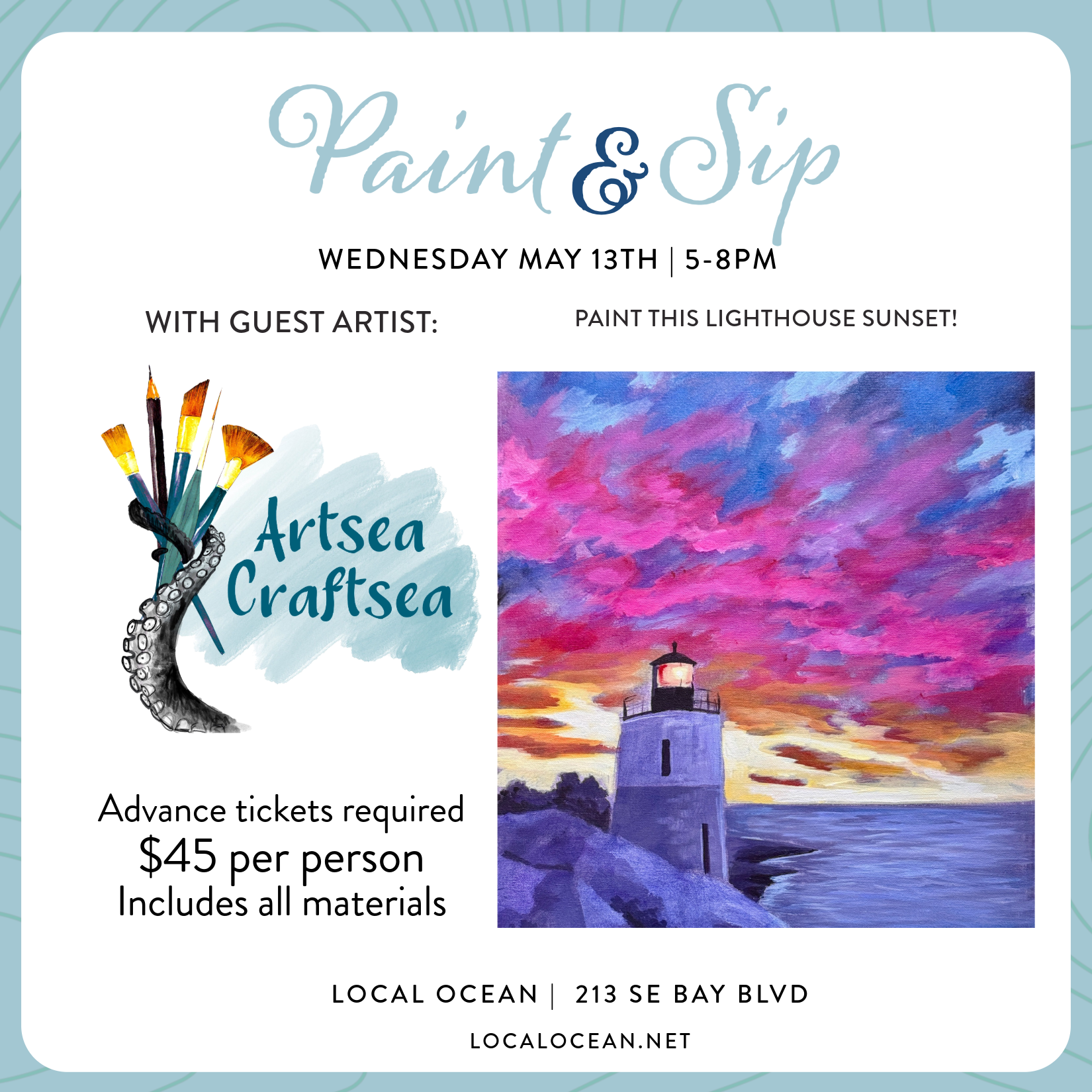 May Paint &amp; Sip w/ Artsea Craftsea
