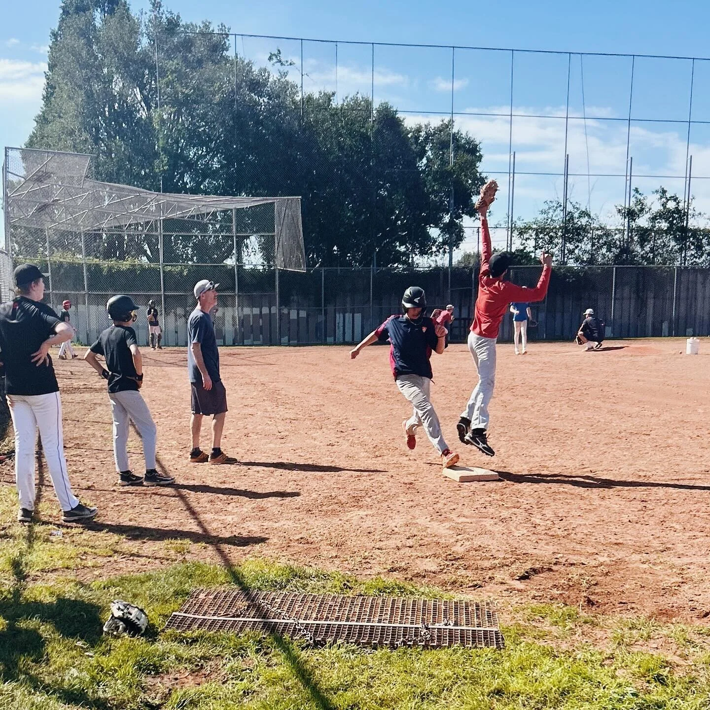 Beautiful day for a 14U practice and a field work party afterwards ⚾️ Thank you to all the families, players, and coaches for raking, shoveling, and weed wacking this weekend to get our home field ready for baseball season 💥 #ittakesavillage #cyclon