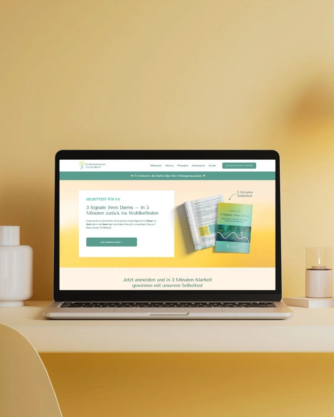 Landingpage für den Selbsttest „3 Signale Ihres Darms“ – strategisches Webdesign für den Einstieg in die Customer Journey