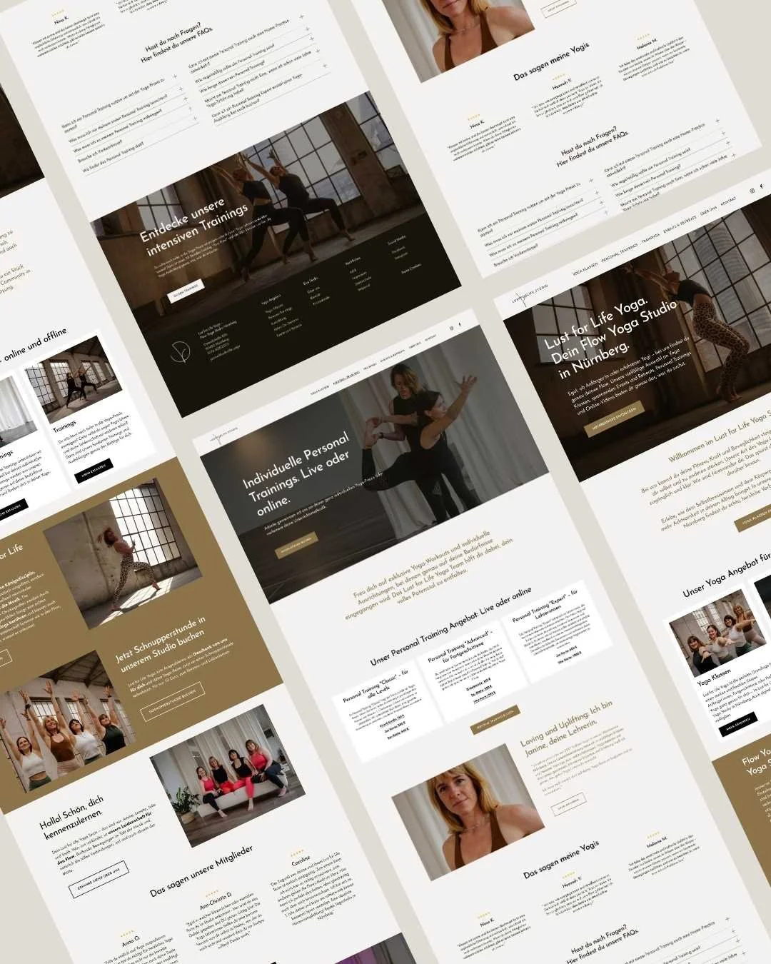 Übersicht der neu gestalteten Yoga-Website des Lust for Life Yoga Studios in Nürnberg