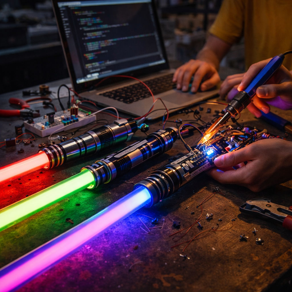 Programmable lightsaber engineering project using microcontrollers and RGB LEDs