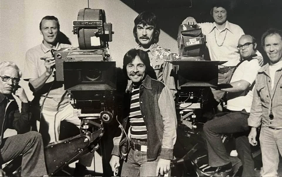 Night Stalker or 6 Million Dollar Man" 1970s

From 1st AC Tony Rivetti

"R to L; DP Ron Browne, 1stAC Ken Hale, Operator Jack Courtland, Hans Baumgartner, myself, Operator I believe Tom Cross, and Dolly Grip. I learned a lot from Ken Hale, an amazing