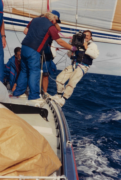 Wind, 1992. John Toll ASC doing whatever it takes to get the shot.
