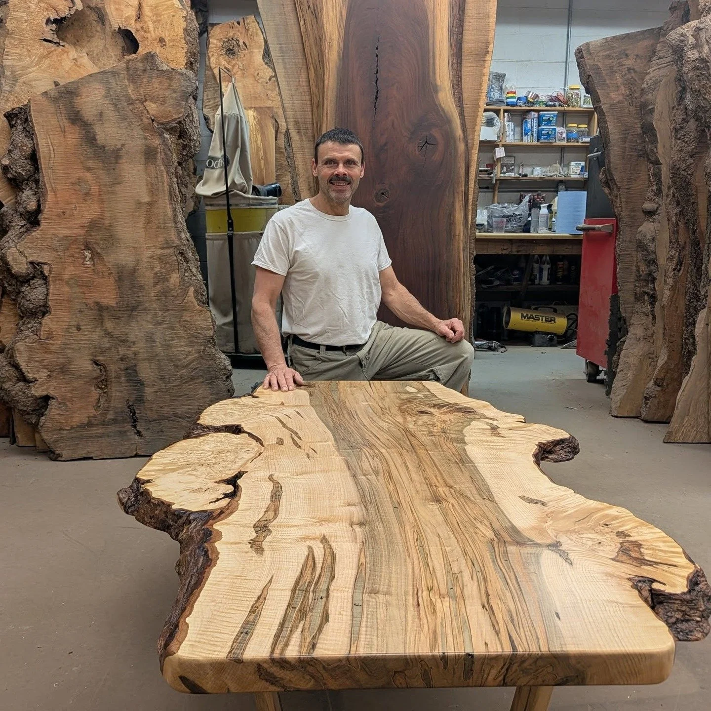 Are you looking for a one-of-a-kind piece of functional art for your mountain home? We have the largest selection of rare burl wood and other spectacularly figured local species around, and we do custom work. 
We do not do ordinary though! All of our