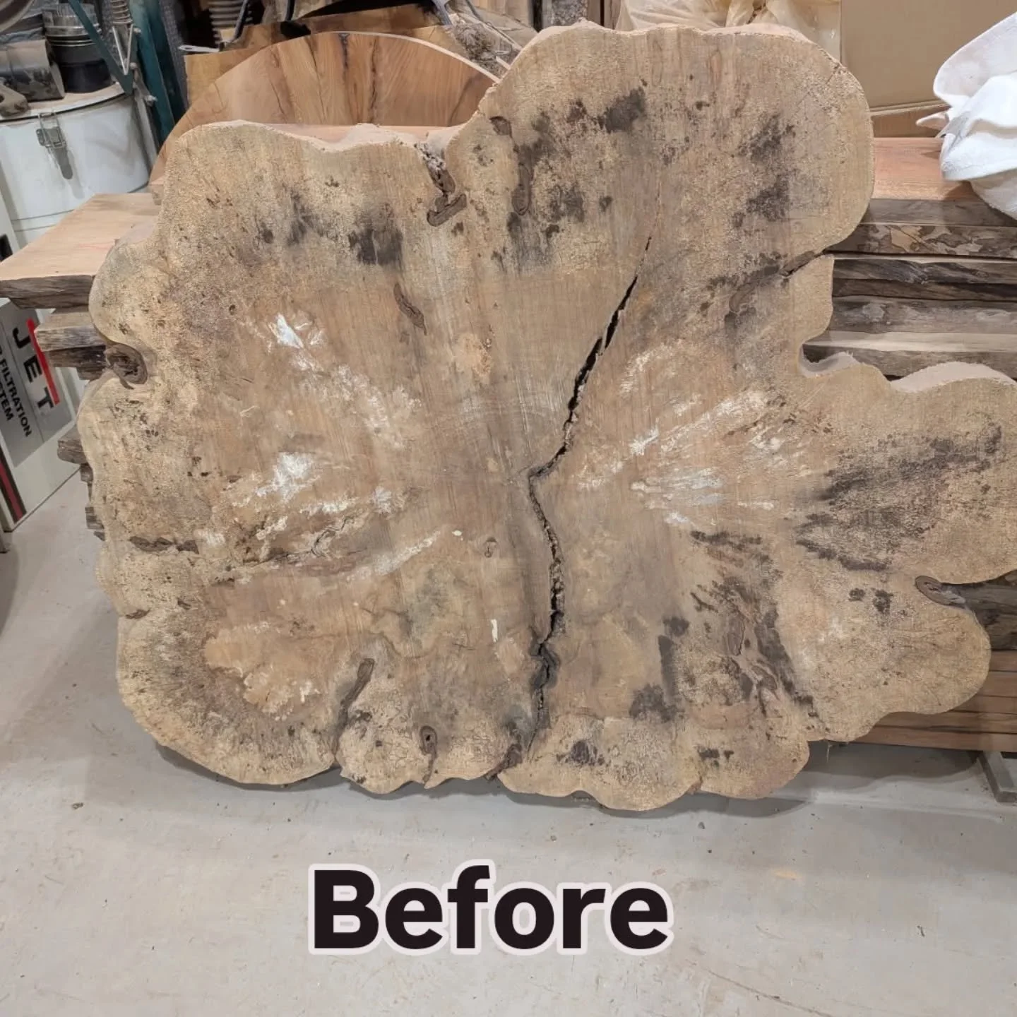 This huge maple slice is barely recognizable after Frank's magic touch!

Natural edge maple slice mega coffee table (41" x 53") with custom blackened walnut base; ebony epoxy resin fill

This was a custom order and was delivered to a beauti
