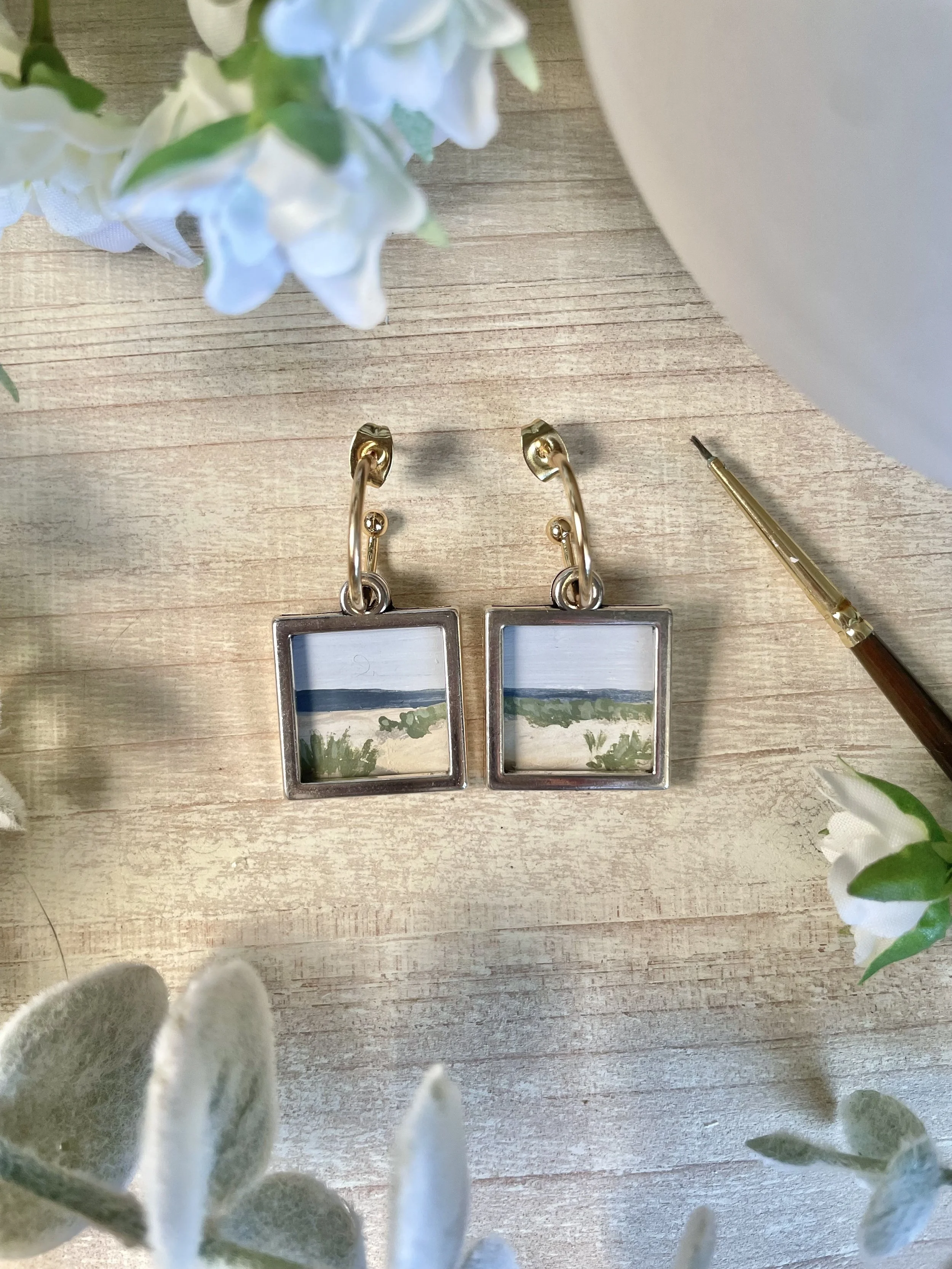 Beach Front Painting Earrings