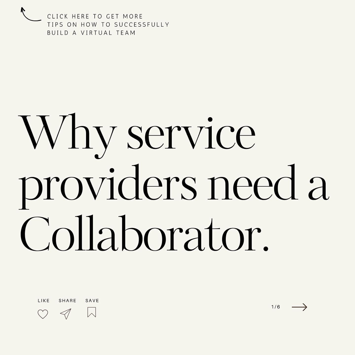 Why service providers need a Collaborator 🔥👇🏻

1️⃣ Win back valuable time

Working with a Collaborator will free up your time as they take a wide variety of tasks off your plate. 

This leaves you more time to do what YOU love, working on growing 