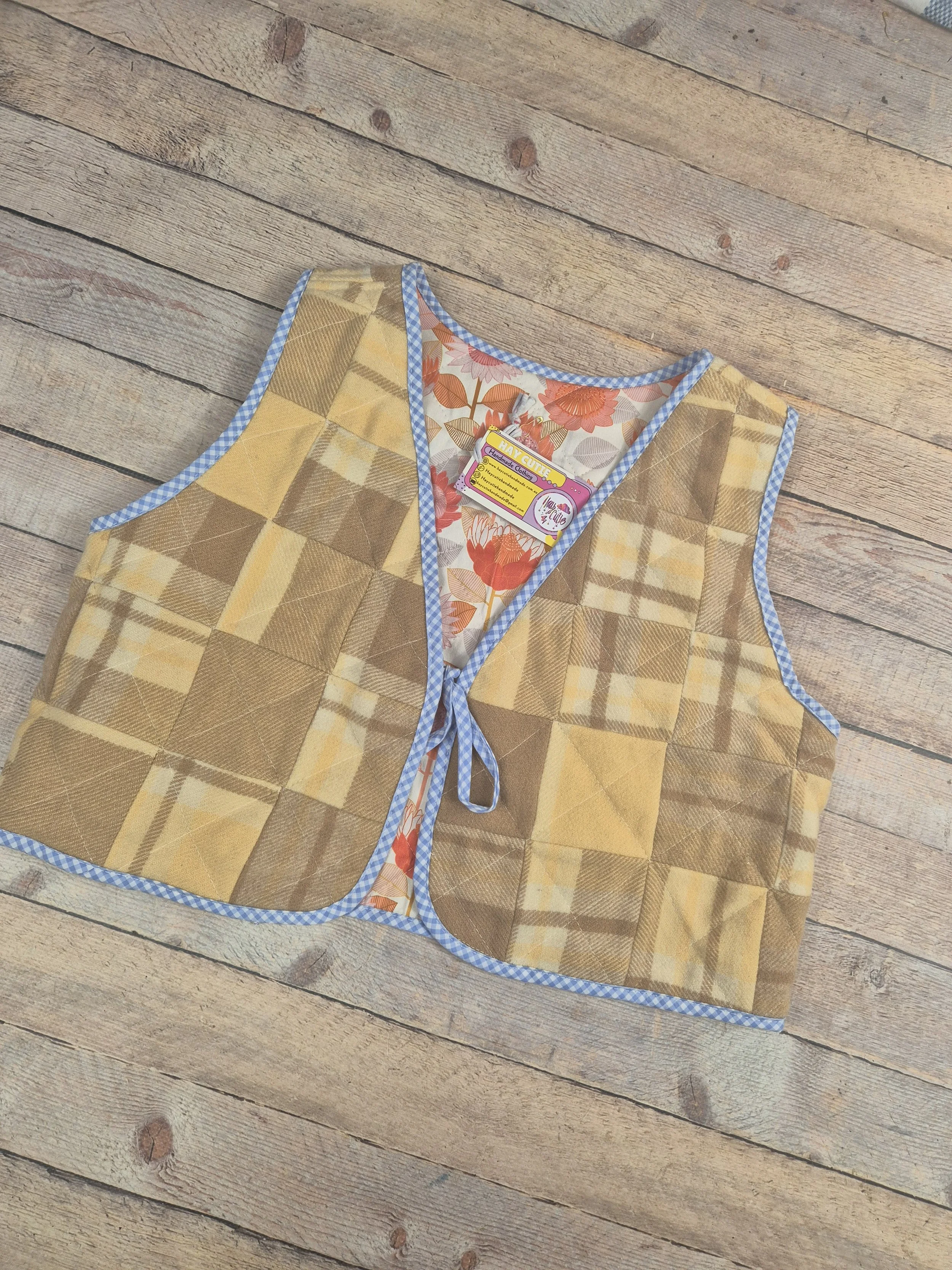 Cropped Patchwork Wool vest