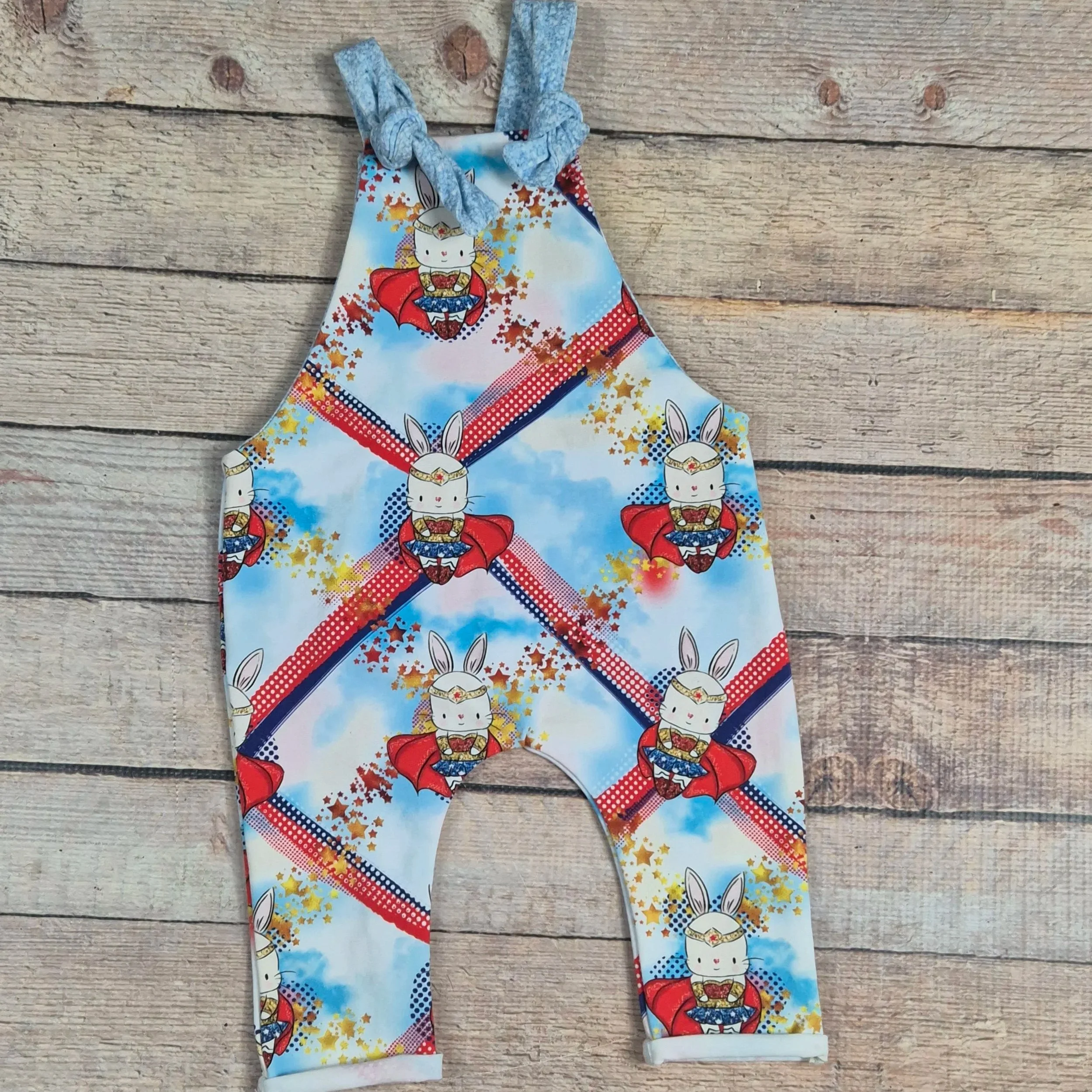 Size 000Wonder Rabbit Knotted Overalls, Toddler long overalls