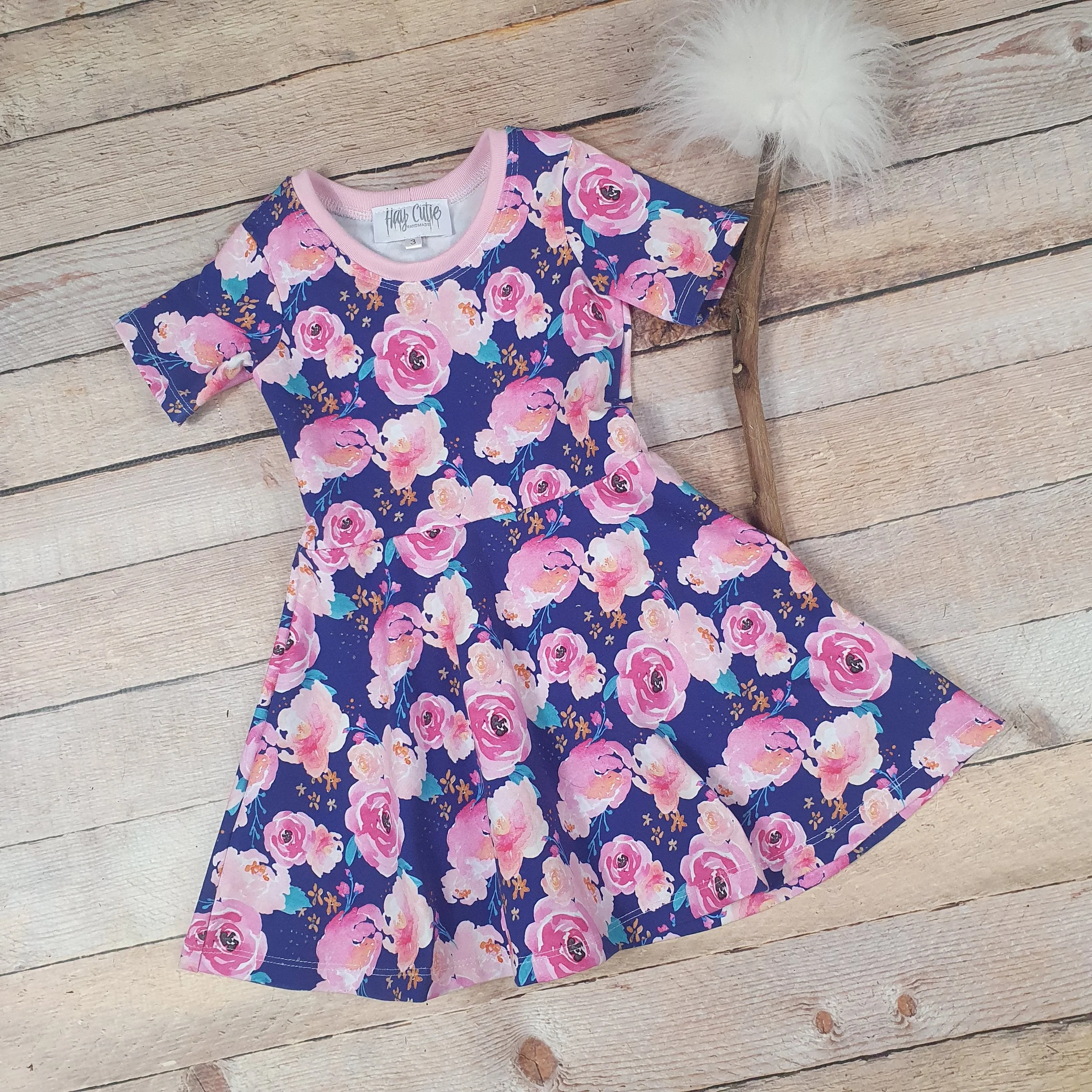 Floral watercolourshort Short sleeve Skater dress