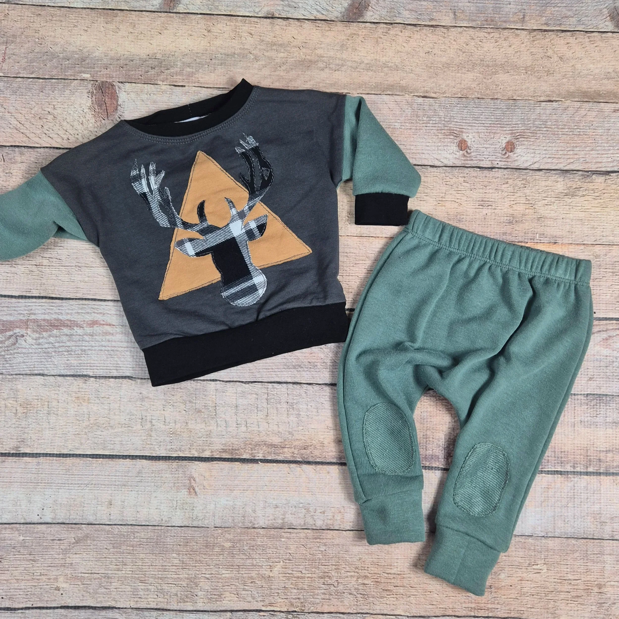 Deer head baby jumper and pants set