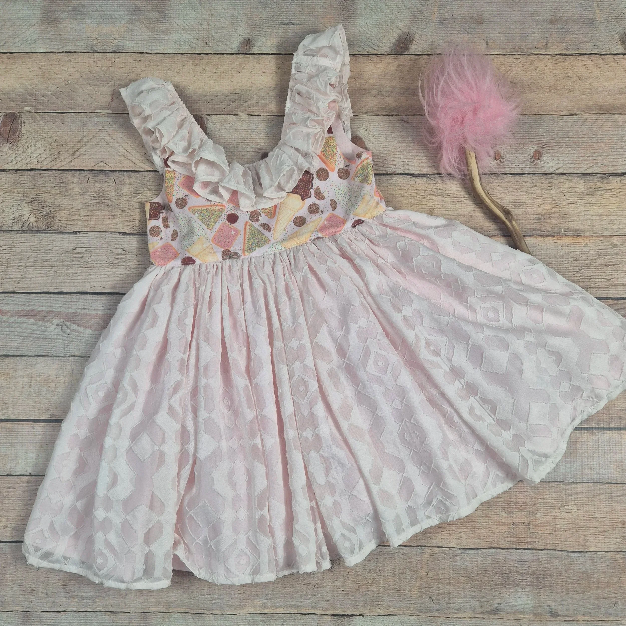Size 4 sweets dress with lace flutter neck