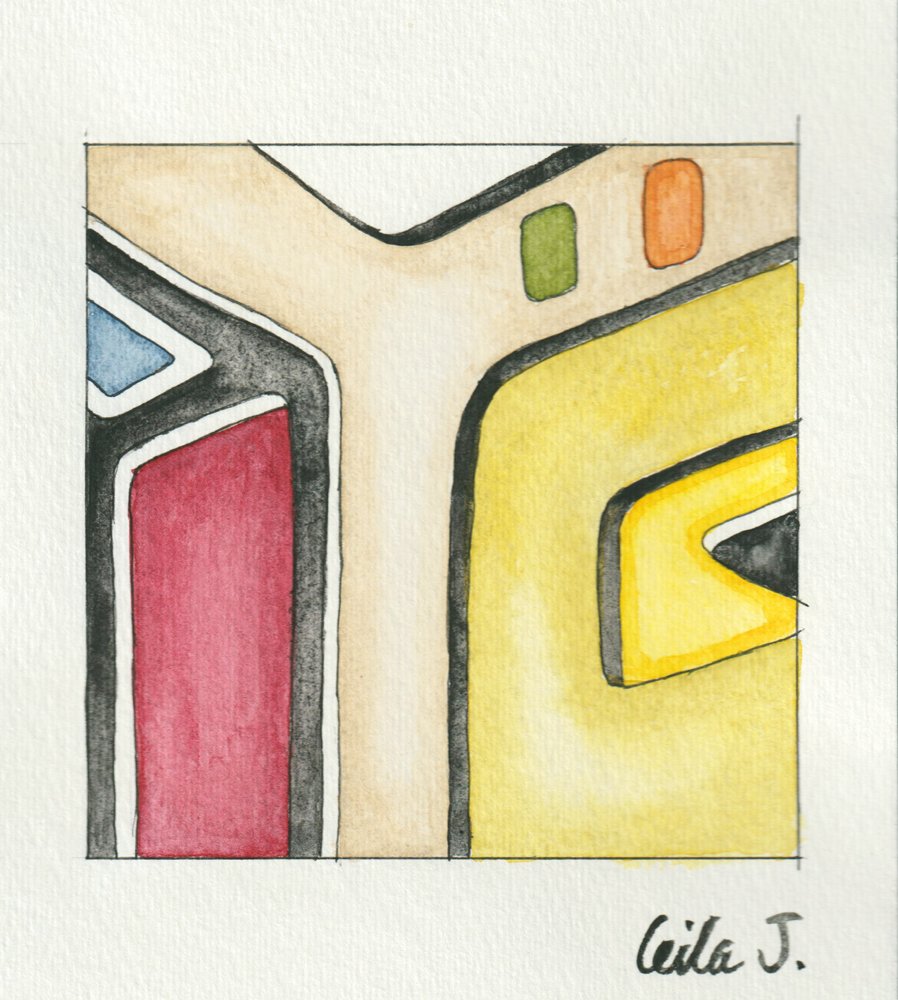 Kilim VIII sketch / 12 x 12 cm / Watercolor and pen on paper
